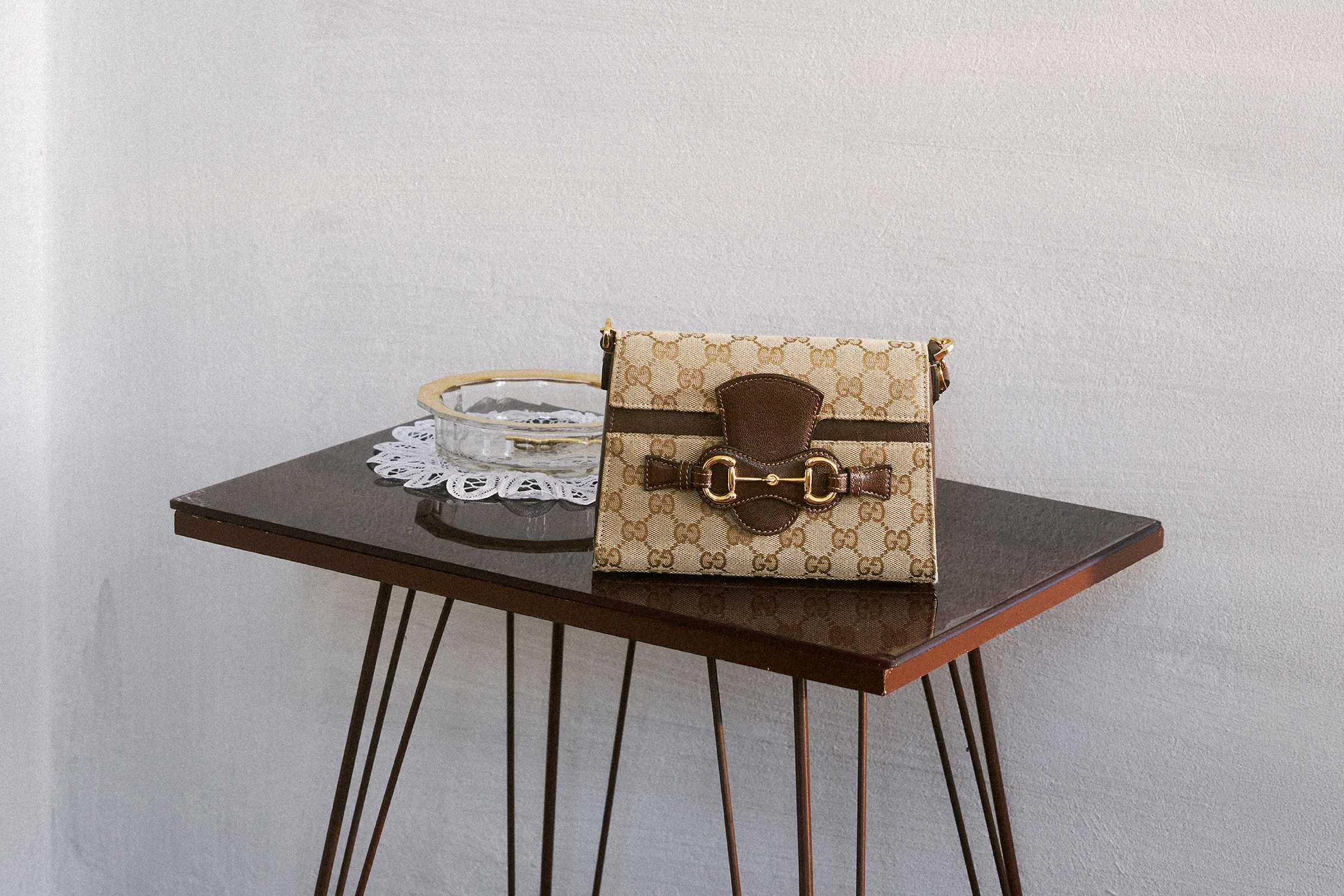 Beige brown Gucci monogram bag