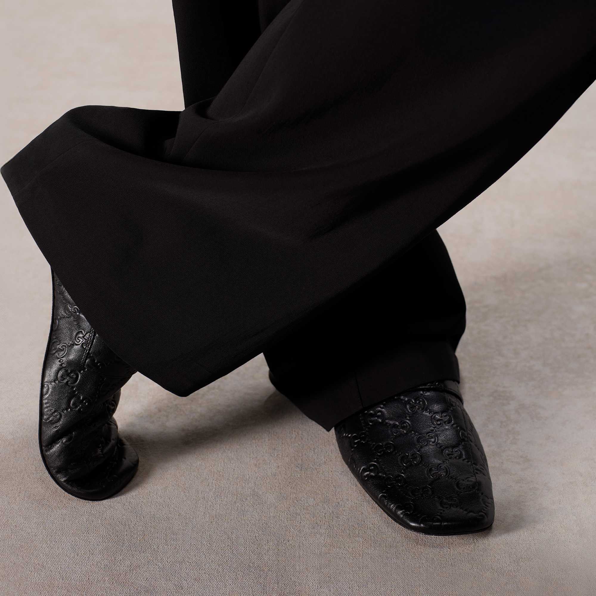 GG leather loafers in black