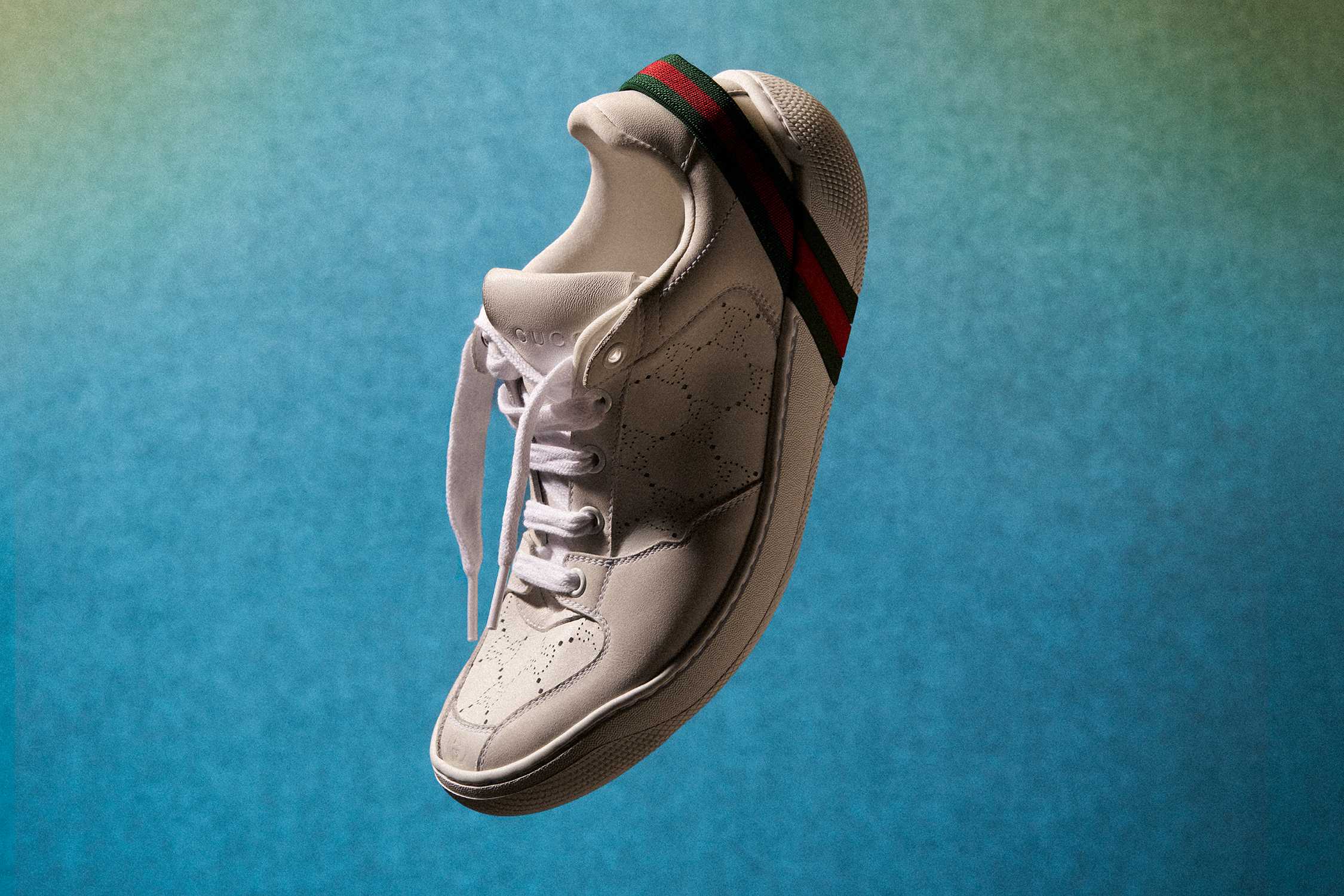 White Gucci sneaker red green stripe