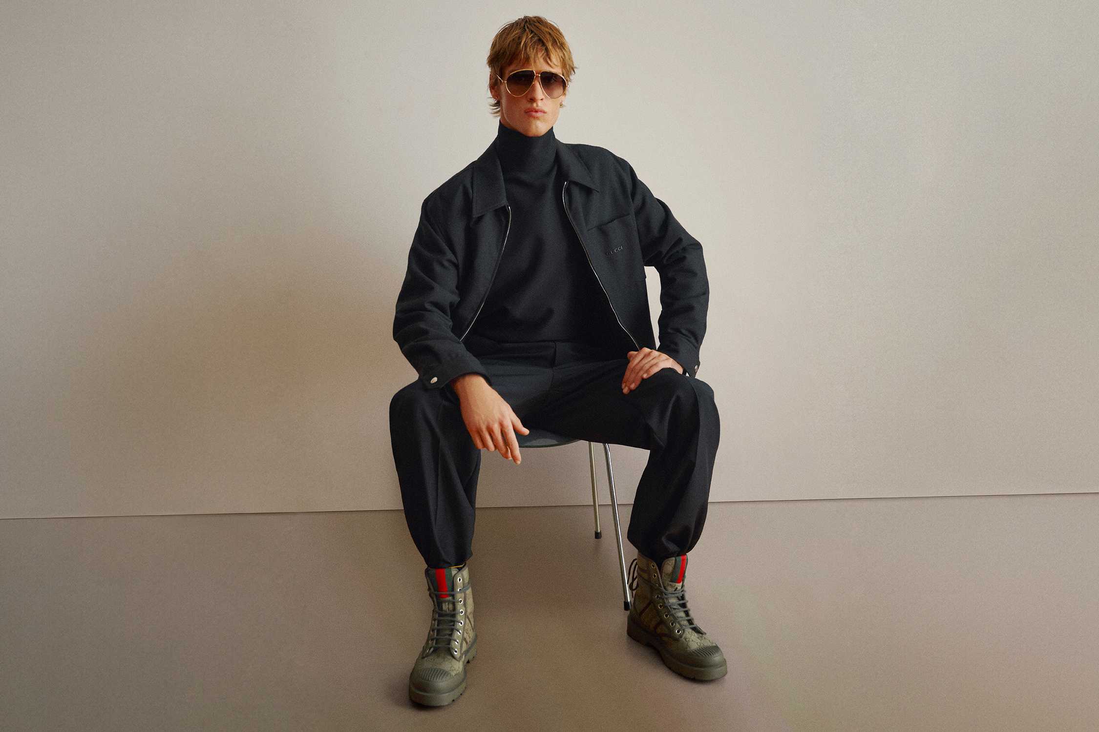 Gucci green boots red accents