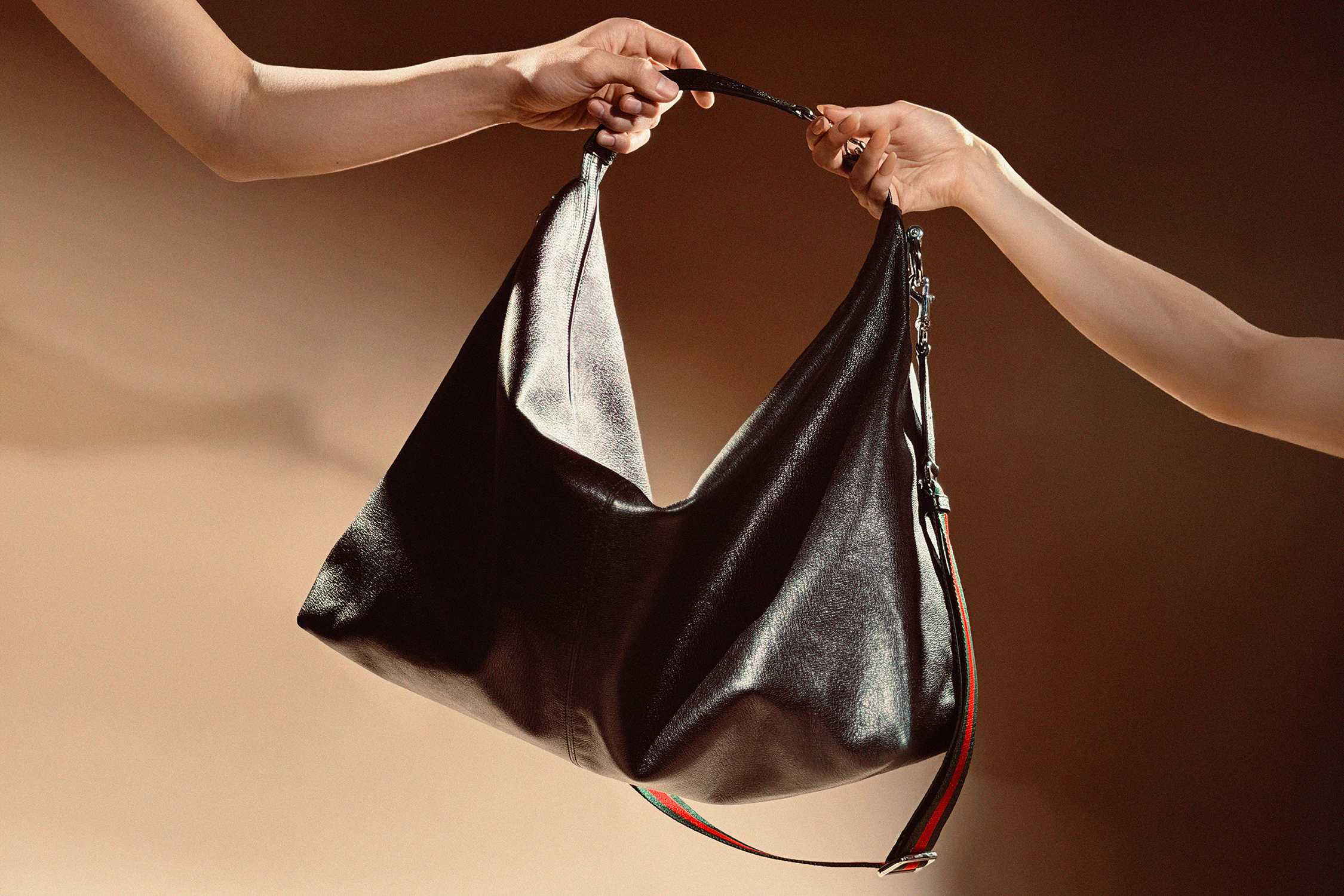 Black Gucci leather hobo bag