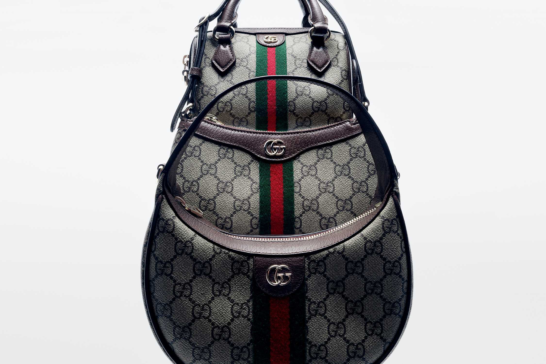 Gucci monogram bags with stripes