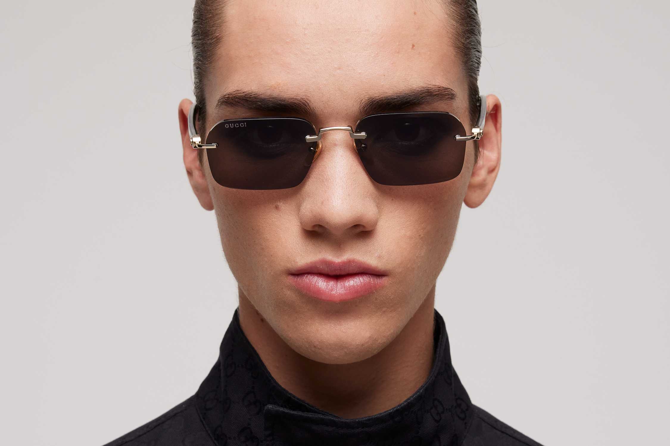 Gucci rimless brown tinted sunglasses