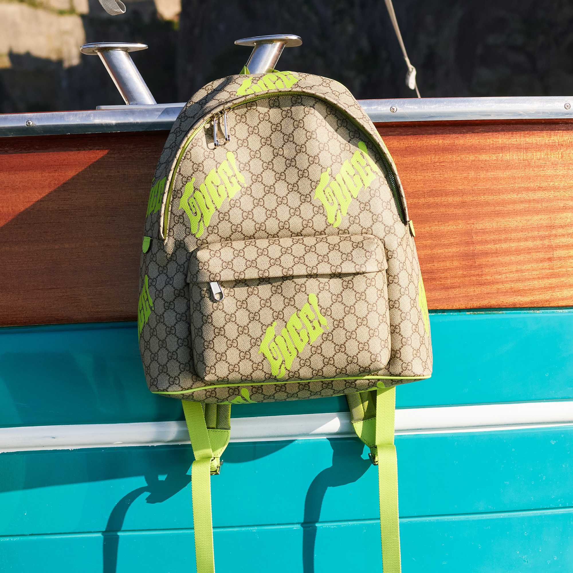 Gucci backpack with neon accents