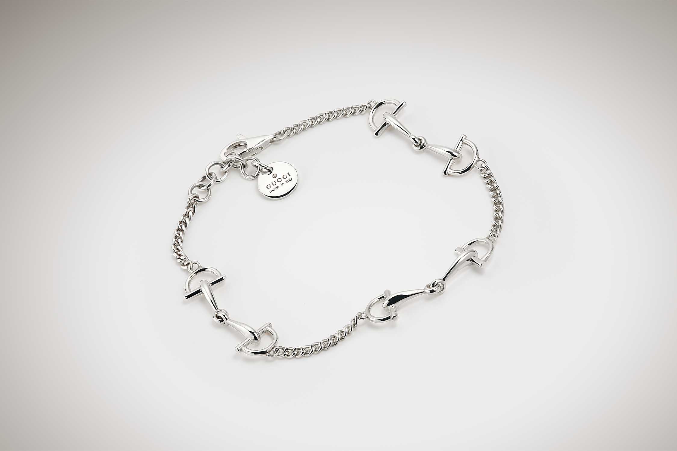 Silver Gucci horsebit chain bracelet
