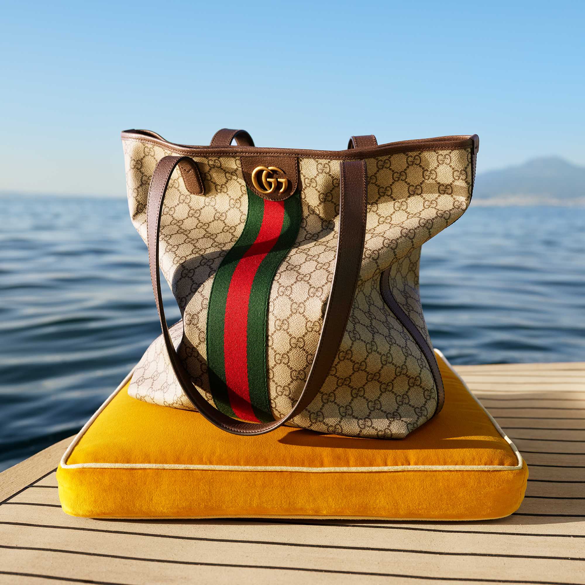Gucci monogram tote with stripes