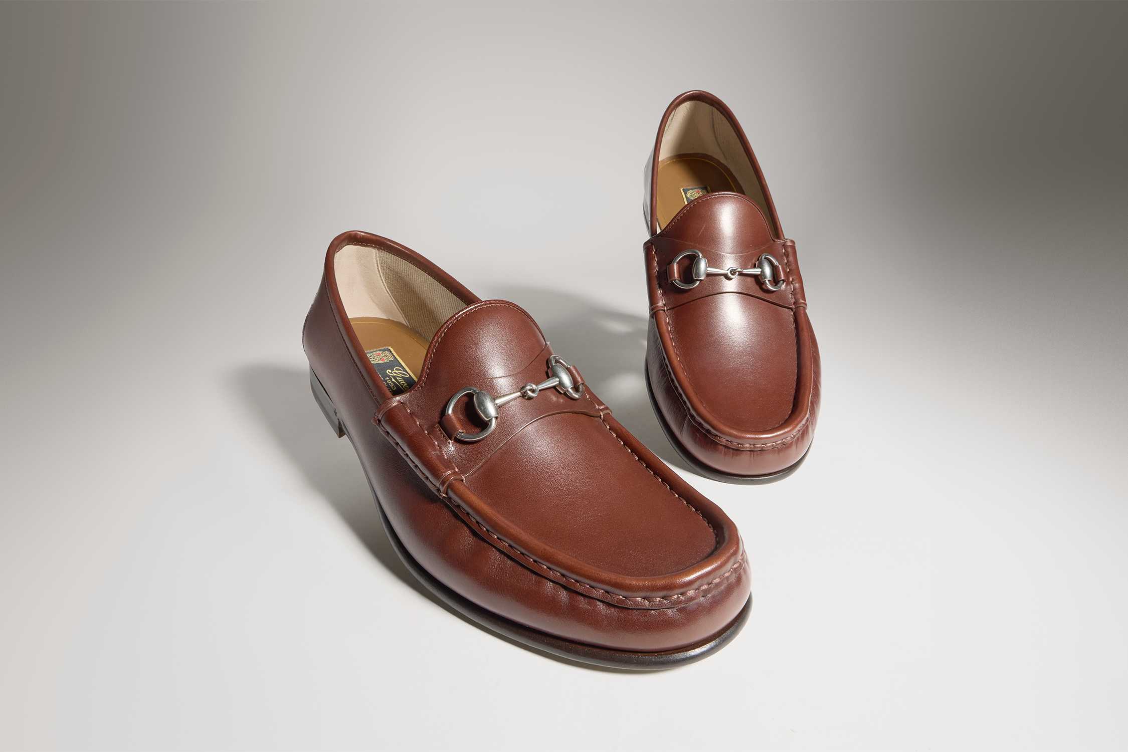 Brown Gucci Horsebit leather loafers