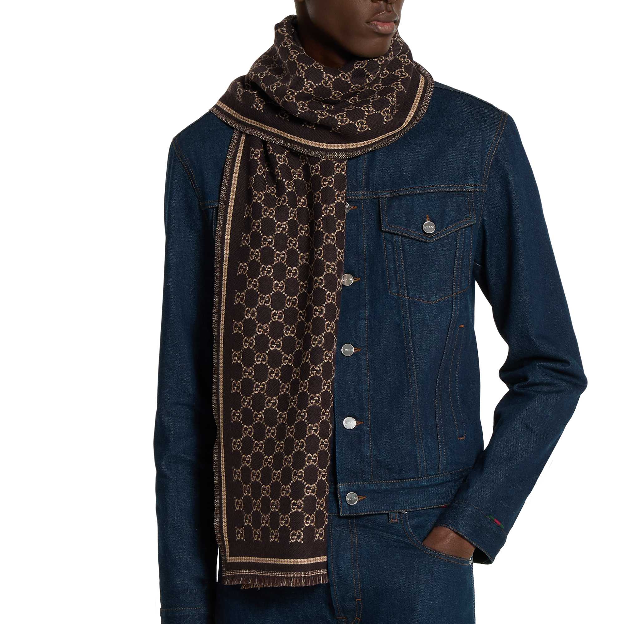 Grey Gucci scarf with monogram