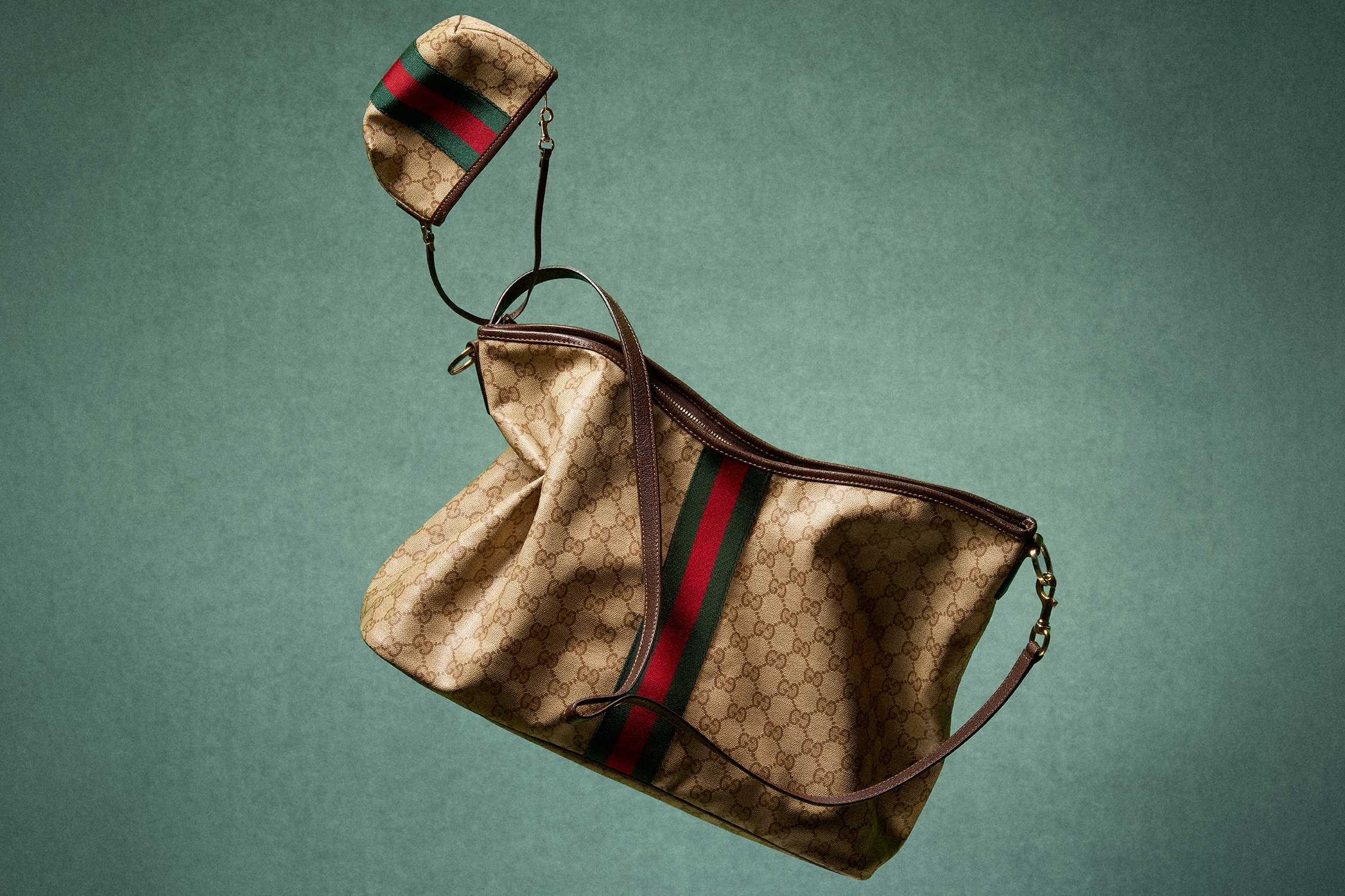 Beige Gucci monogram tote bag