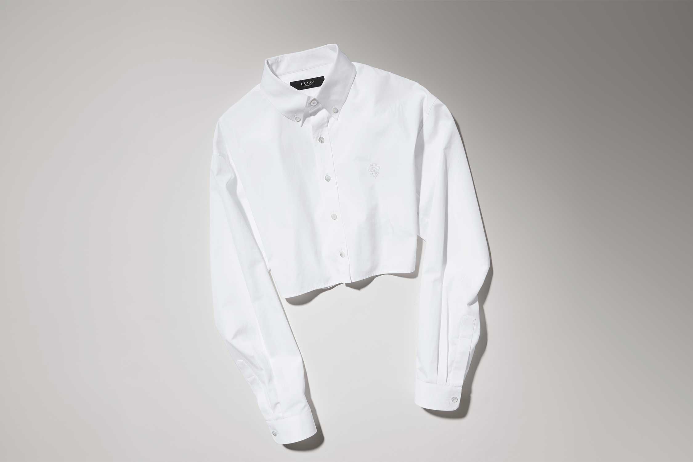 Gucci white cropped button shirt
