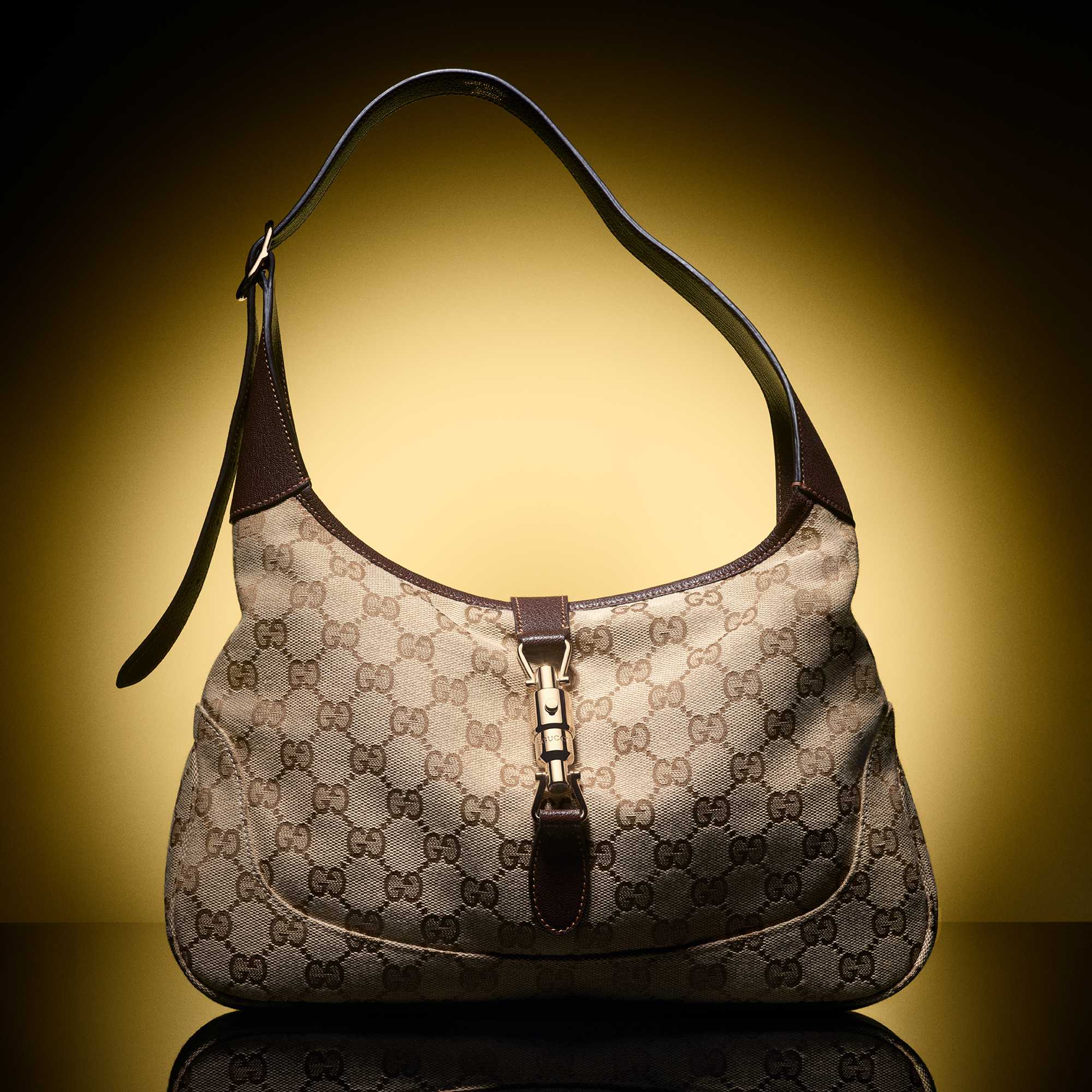 Beige Gucci monogram shoulder bag