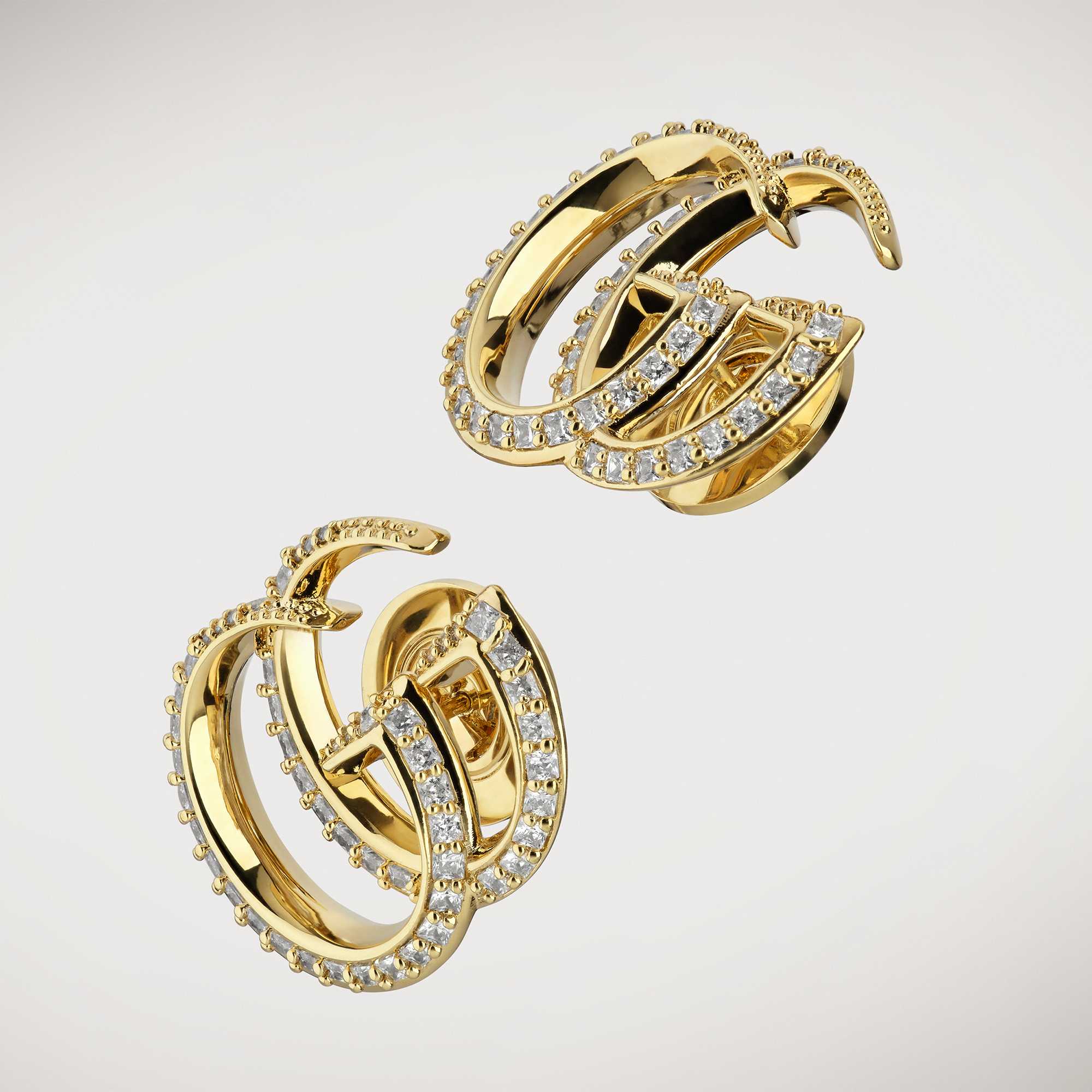 Gold Gucci GG diamond earrings