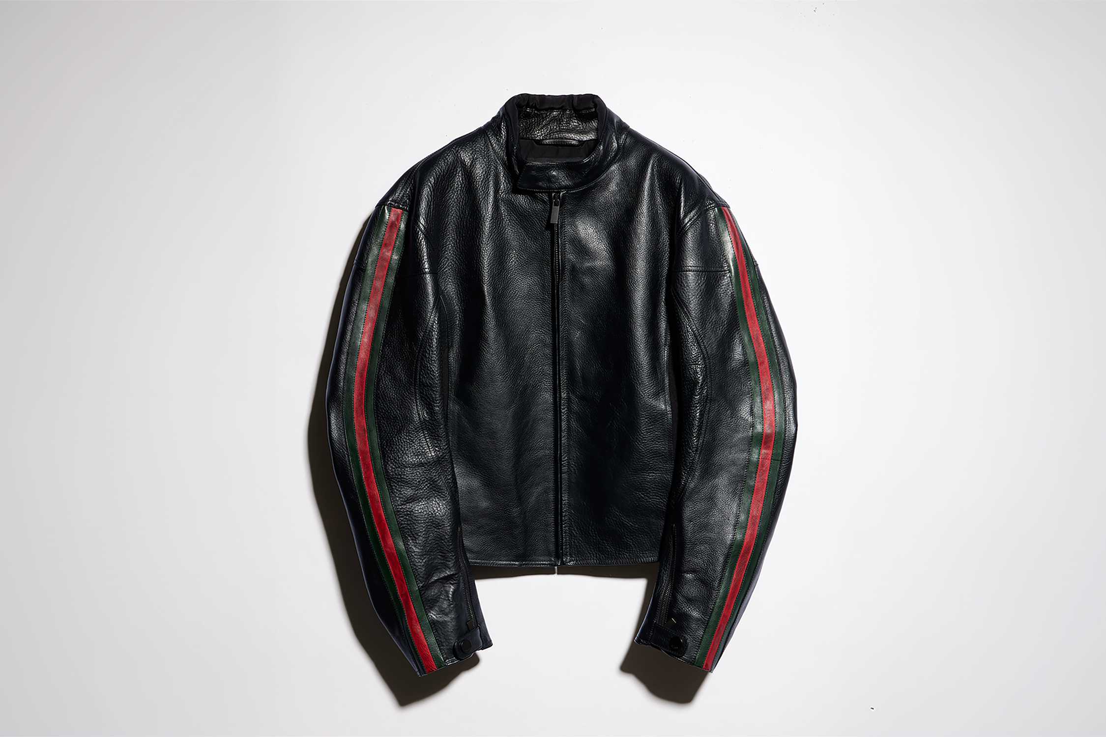 Black Gucci leather Web jacket