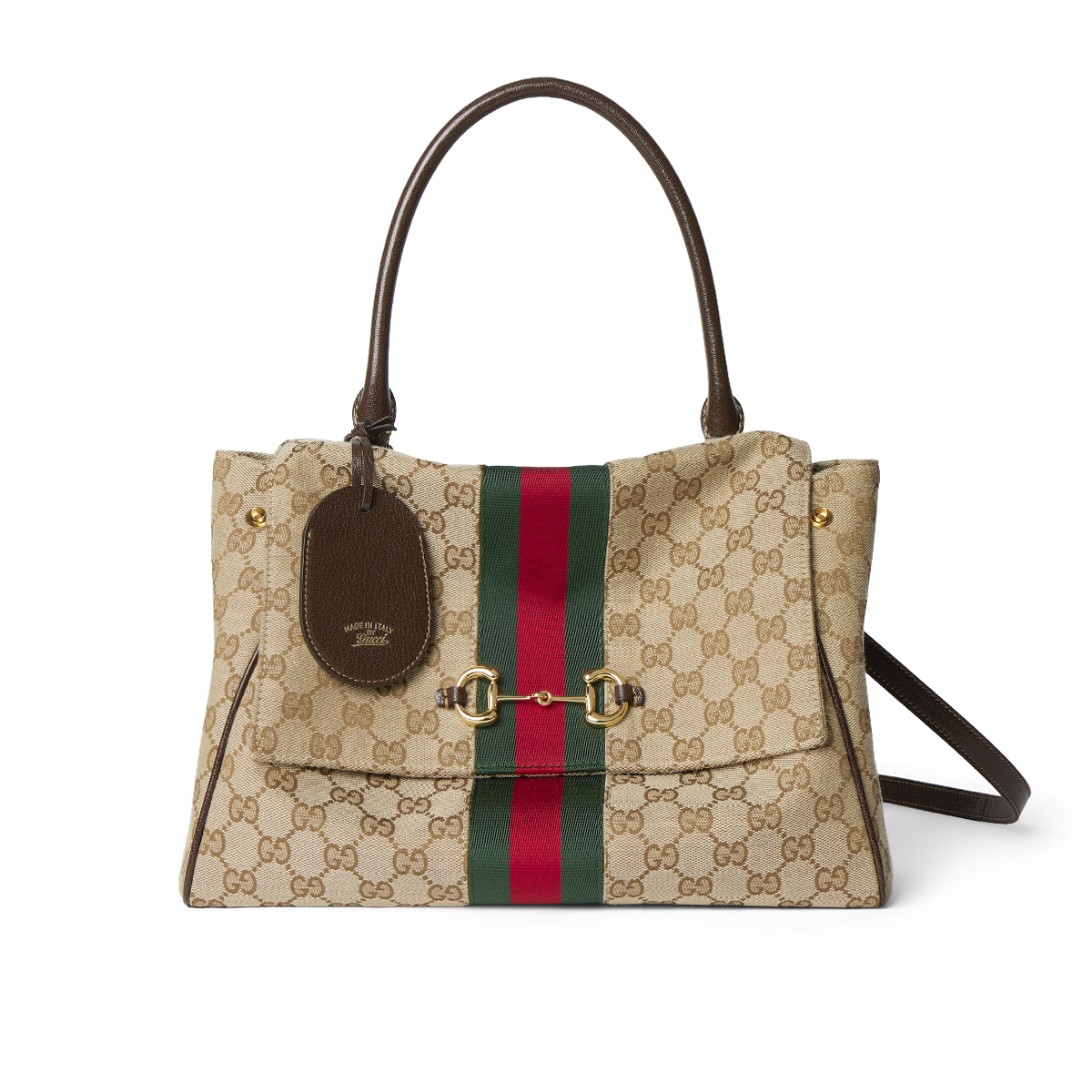 Gucci monogram handbag with striped detail