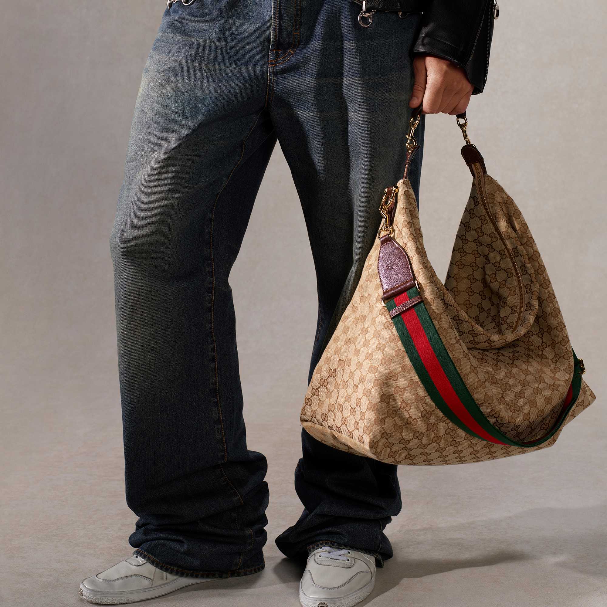Gucci Brera bag in GG canvas with Web stripe