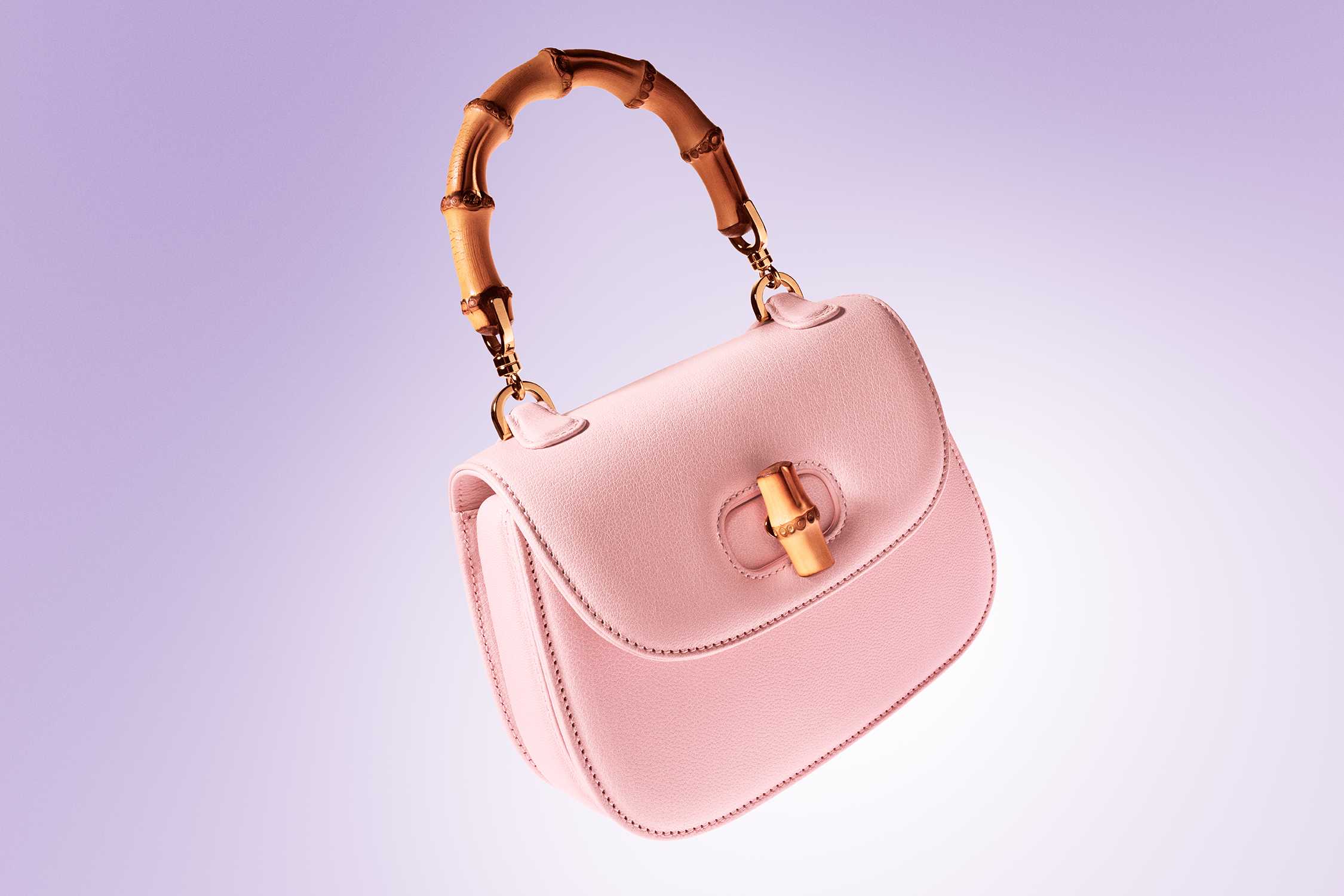 Pink Gucci bag bamboo handle