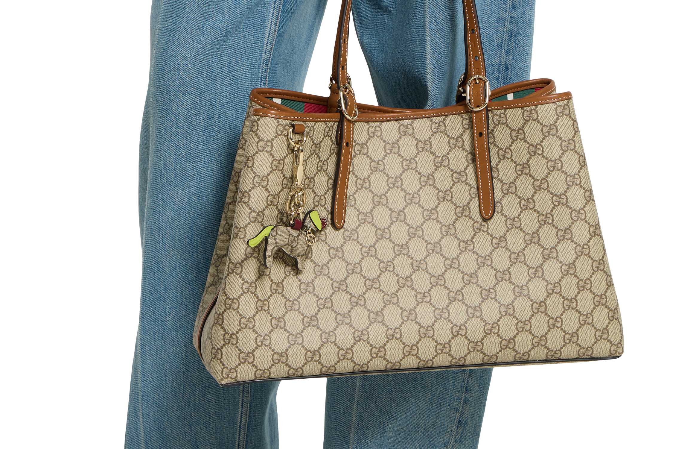 Beige Gucci monogram tote bag