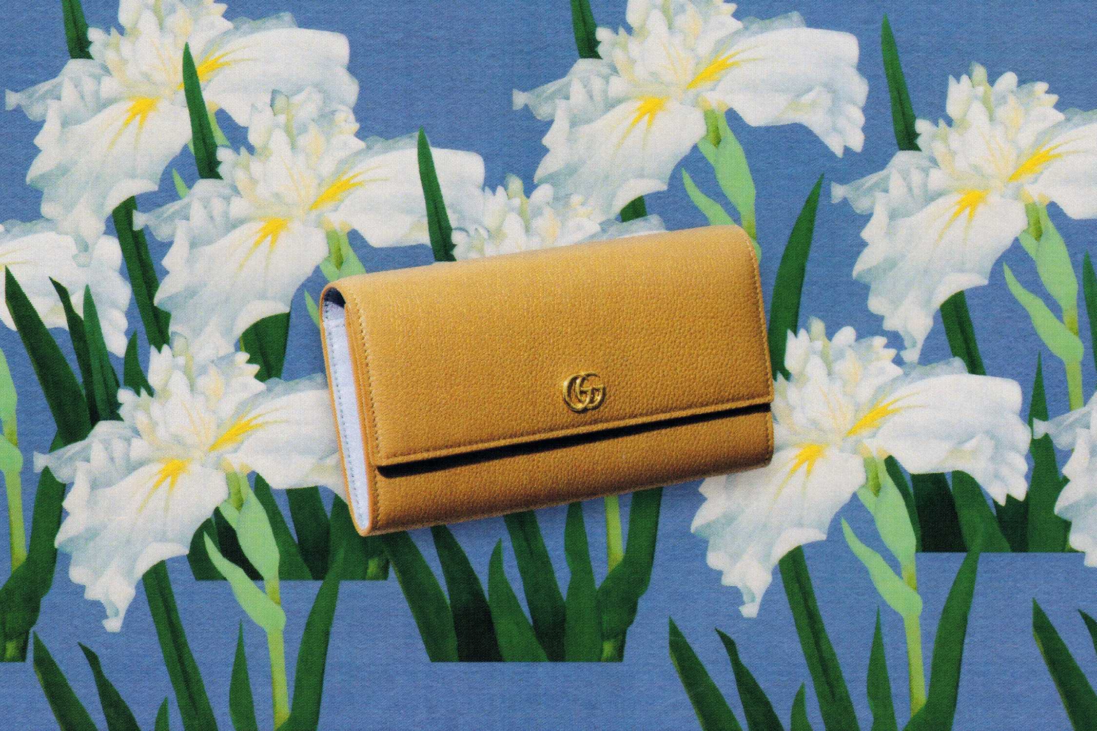 Yellow Gucci leather continental wallet