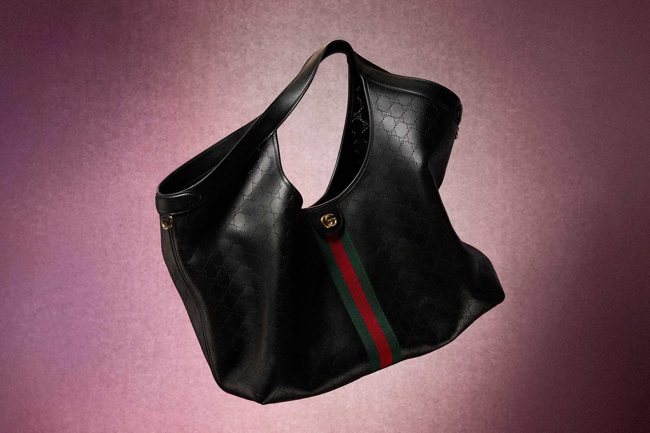 Black Gucci hobo bag striped