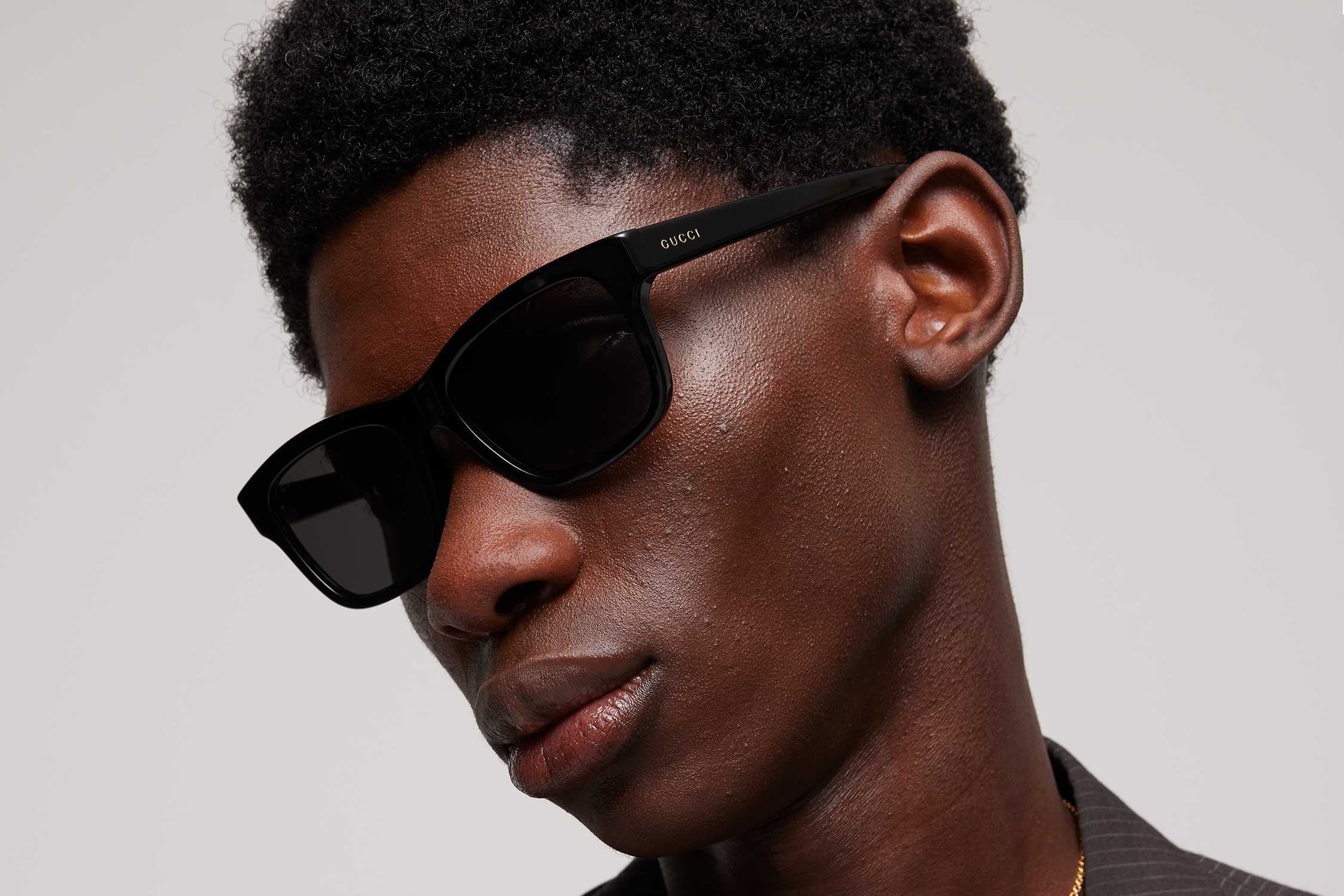 Black Gucci square sunglasses worn