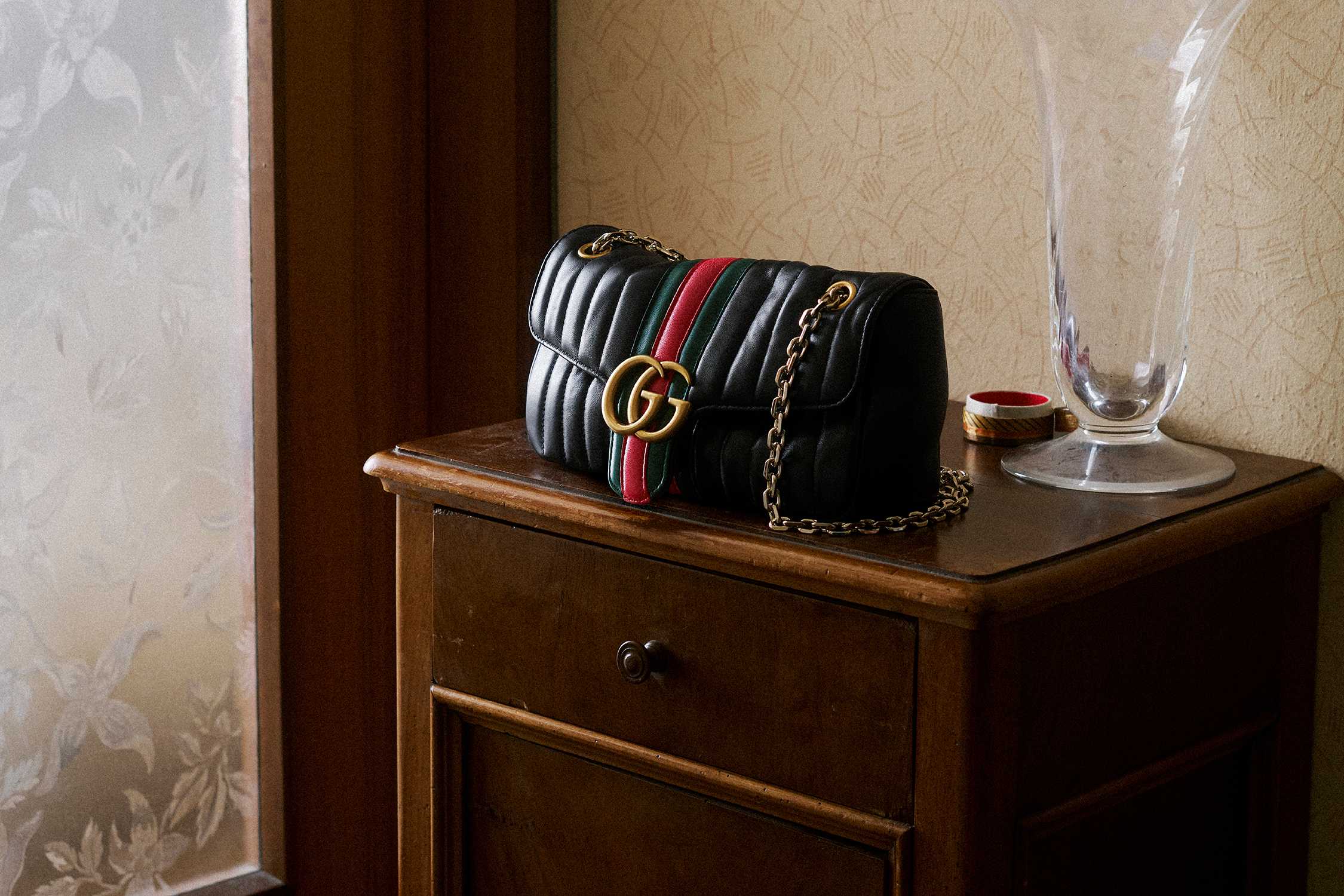 Black Gucci Marmont quilted bag