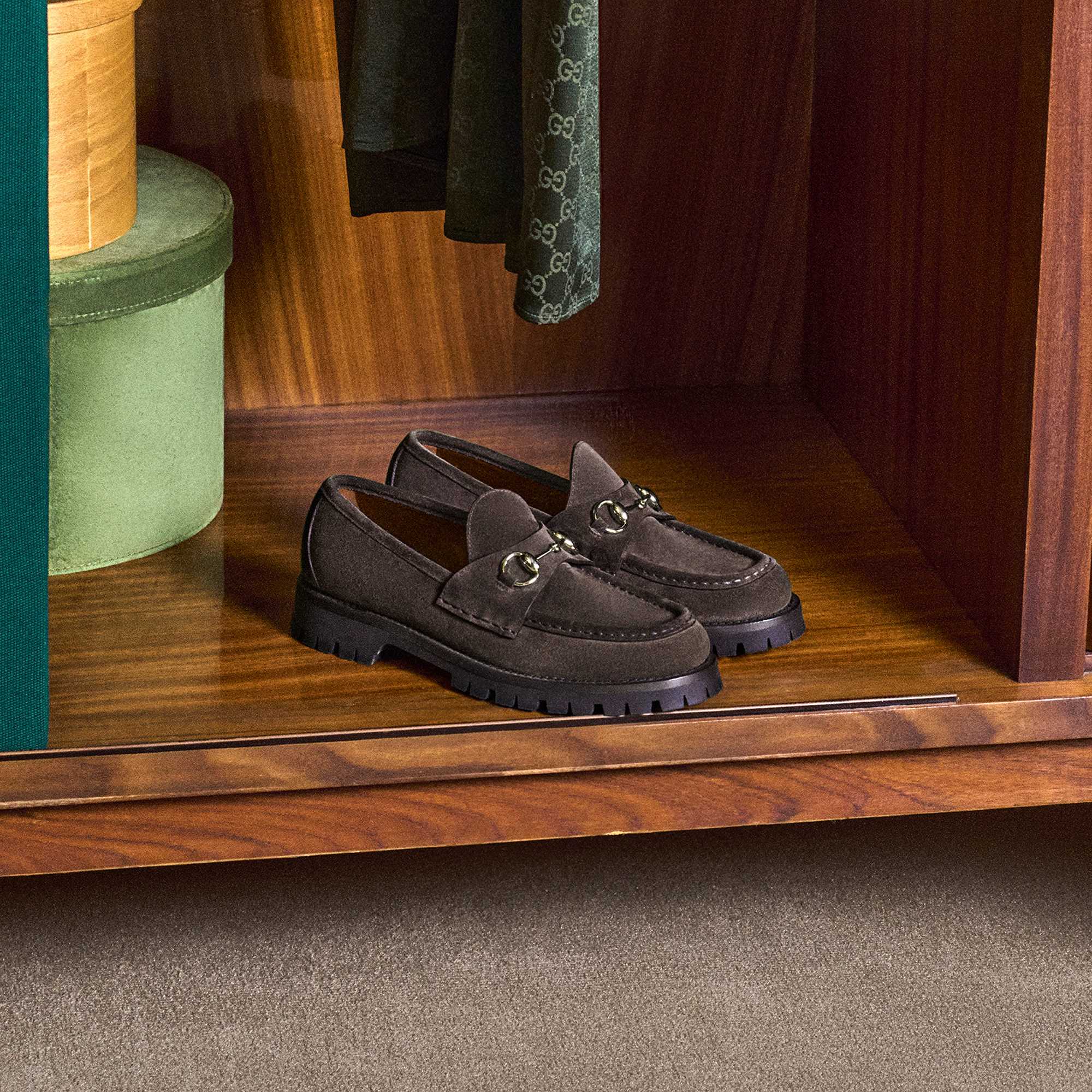 Gucci shoes in closet