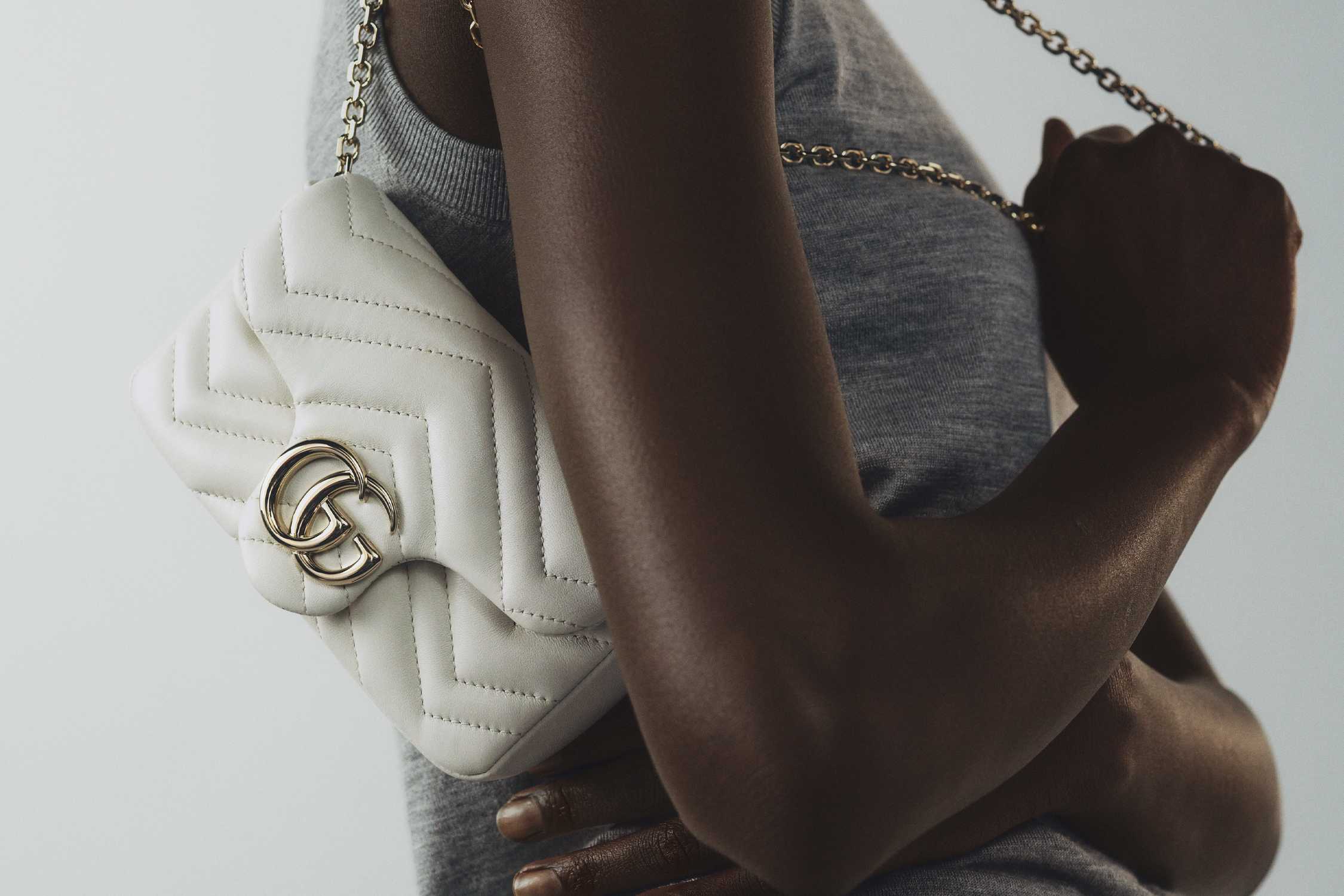 White quilted leather handbag