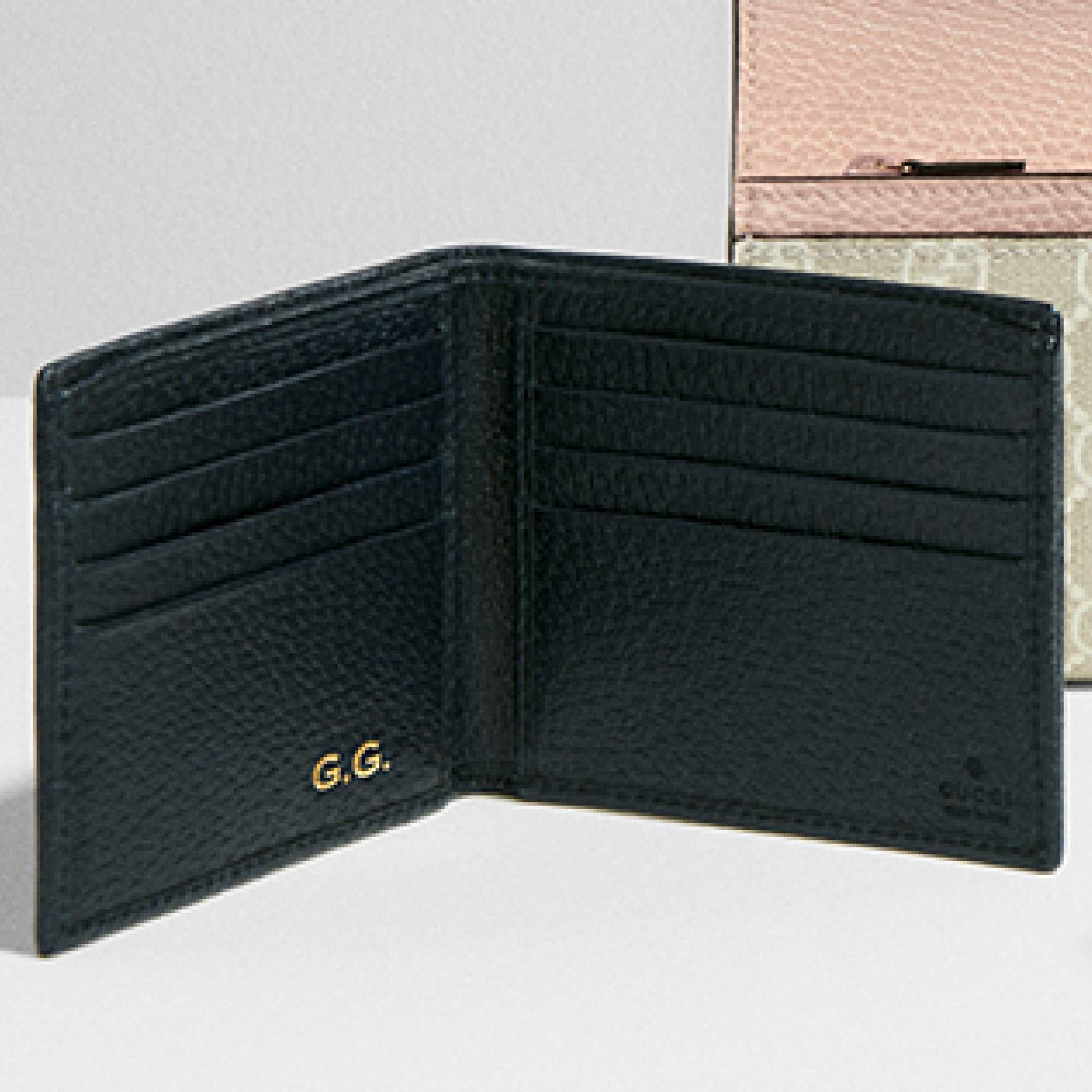 Embossed leather wallet with G.G. initals