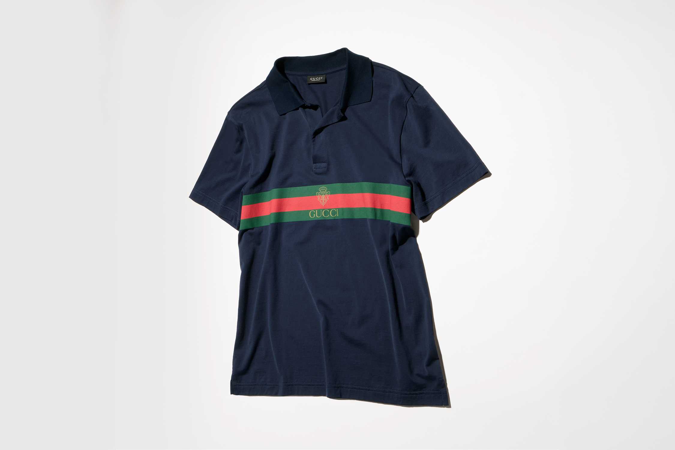 Navy Gucci polo stripe shirt