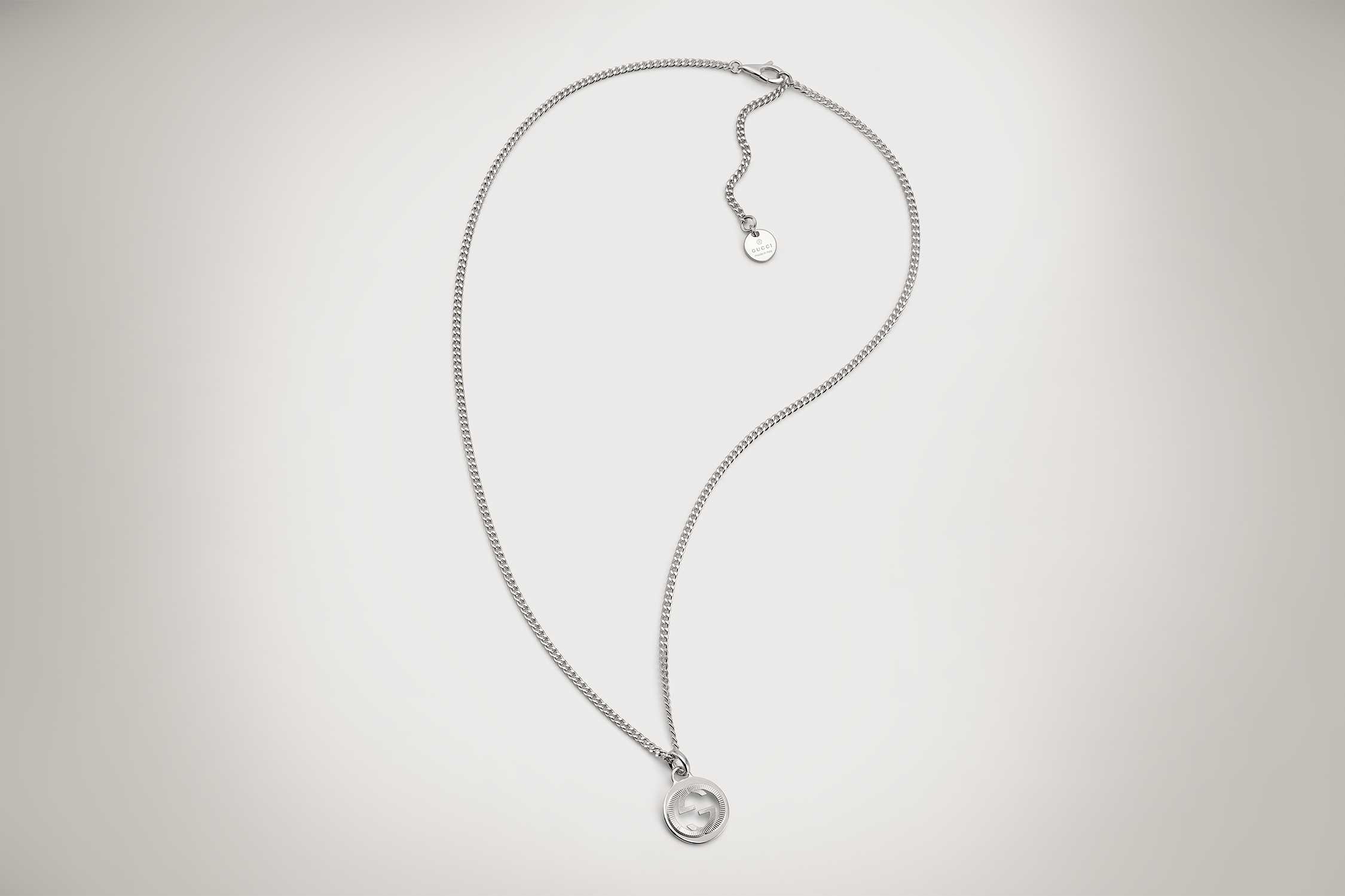 Silver Gucci pendant chain necklace