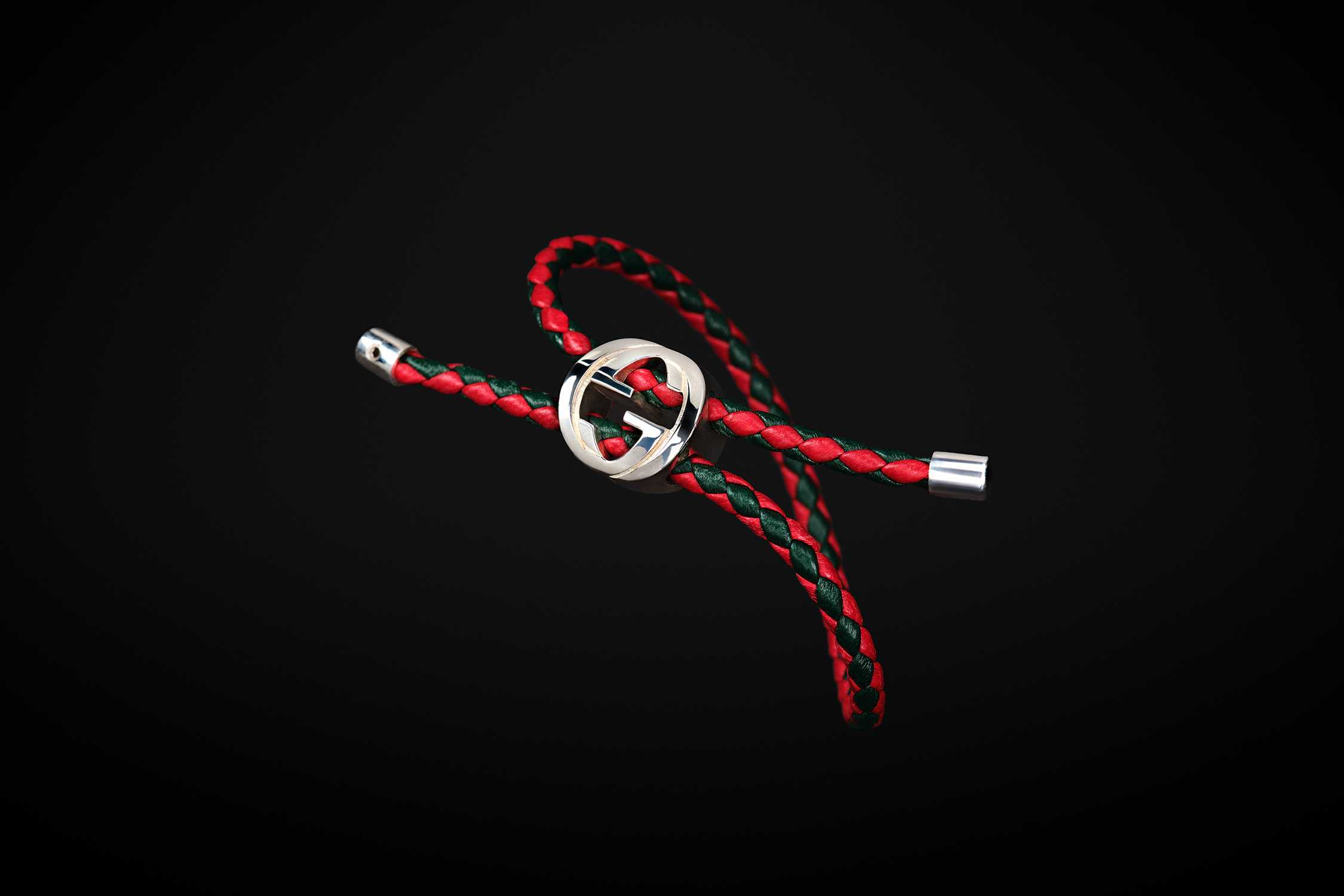 Red green braided Gucci bracelet