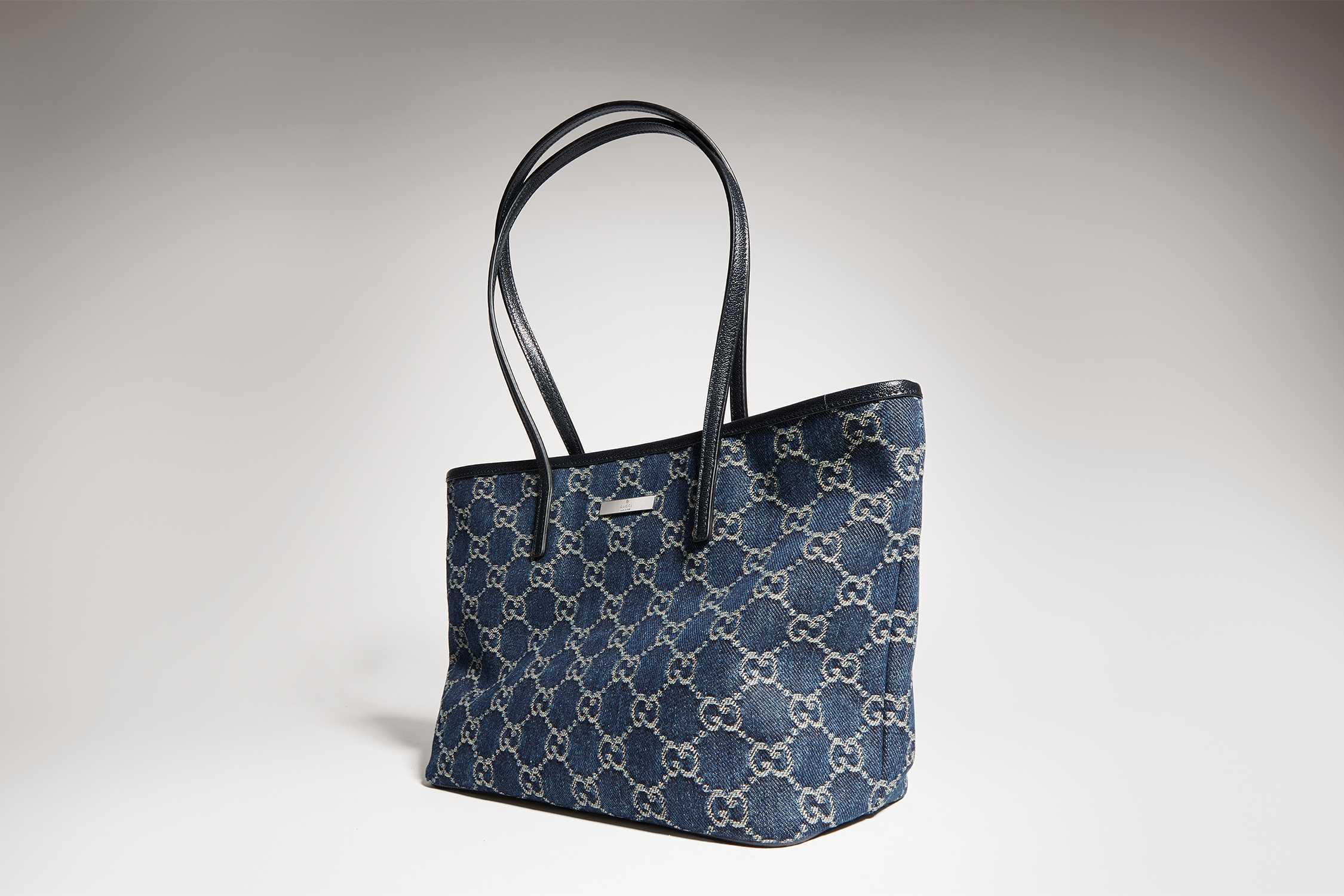 Blue Gucci monogram tote bag