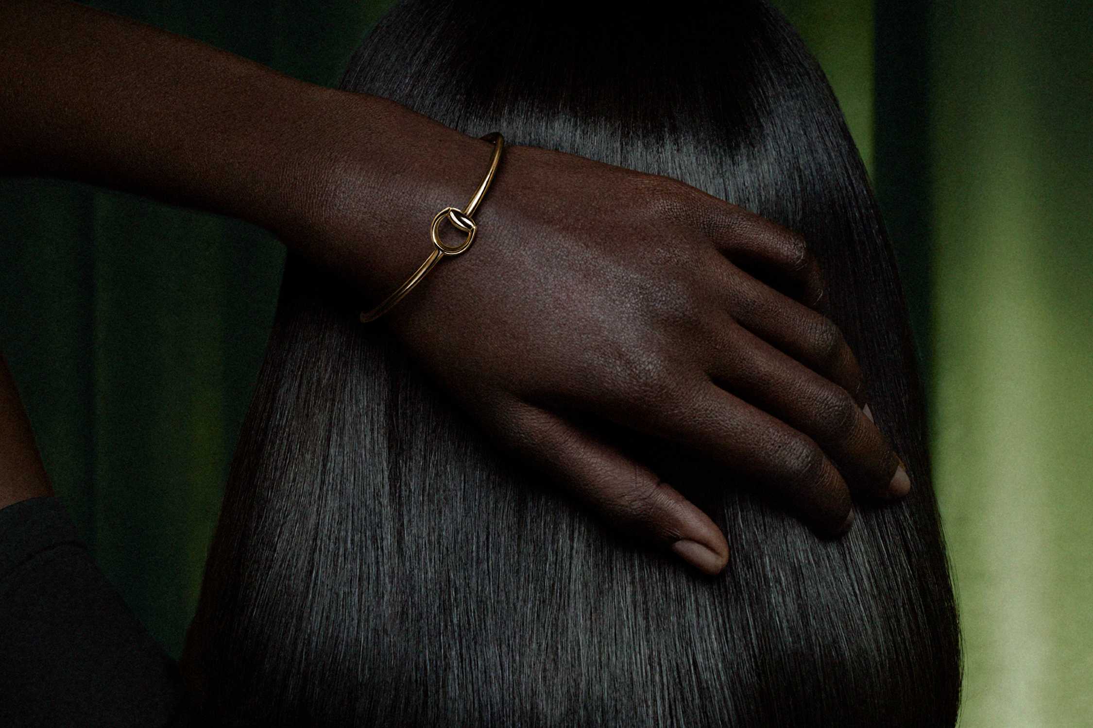 Gold Gucci horsebit bangle bracelet