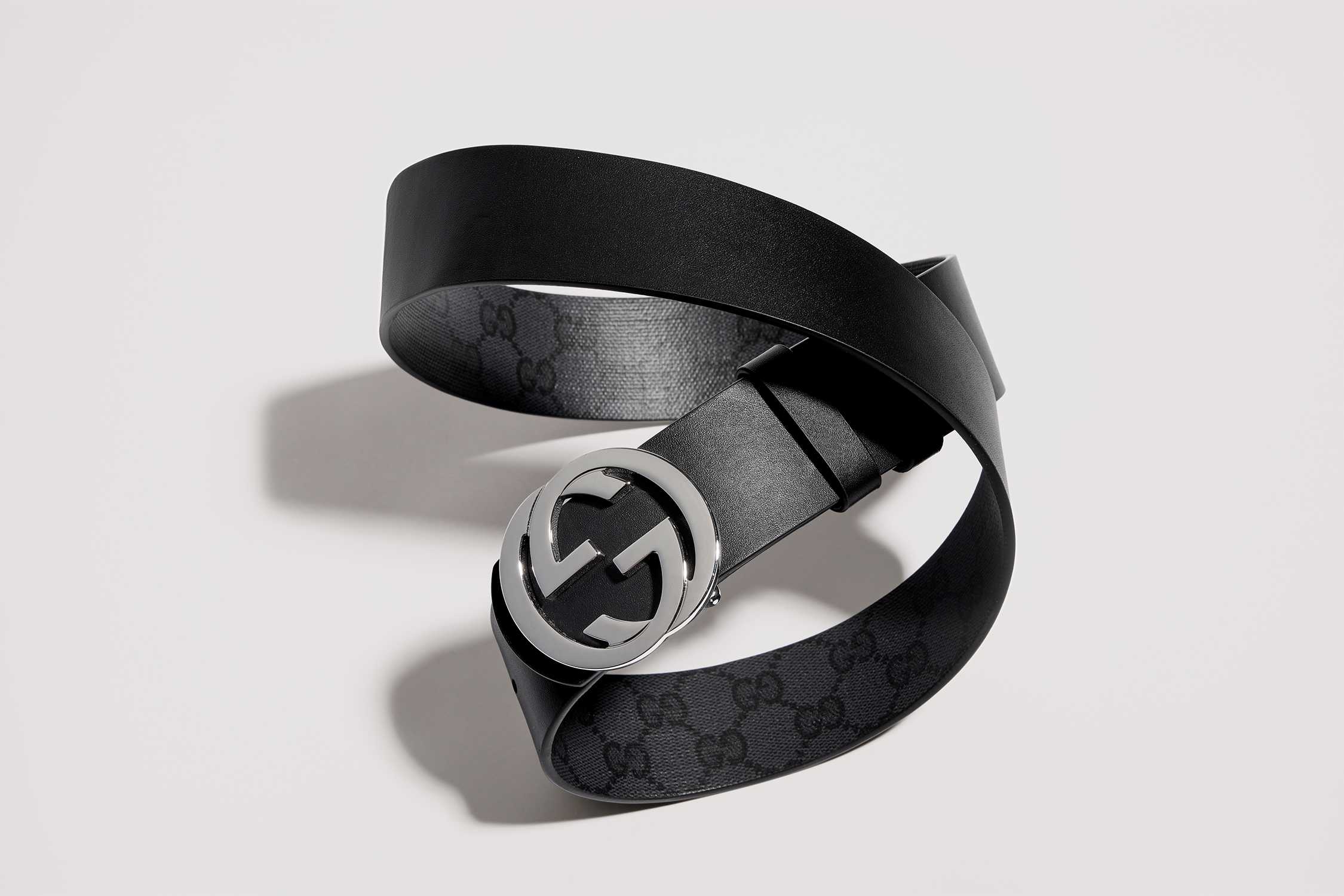 Black Gucci belt with monogram