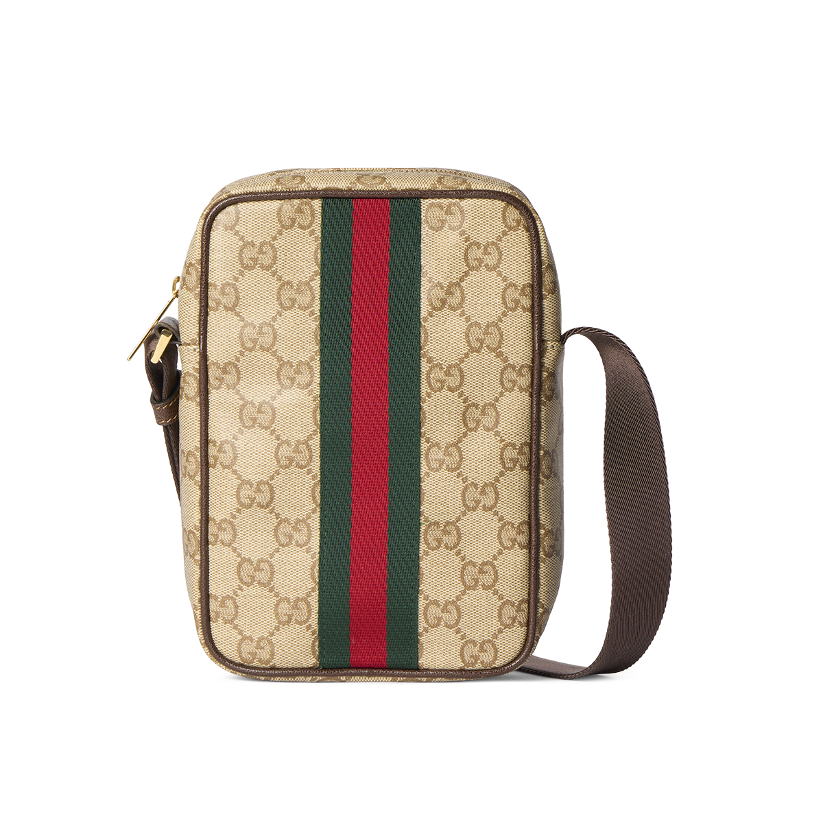 Beige Gucci crossbody with striped strap