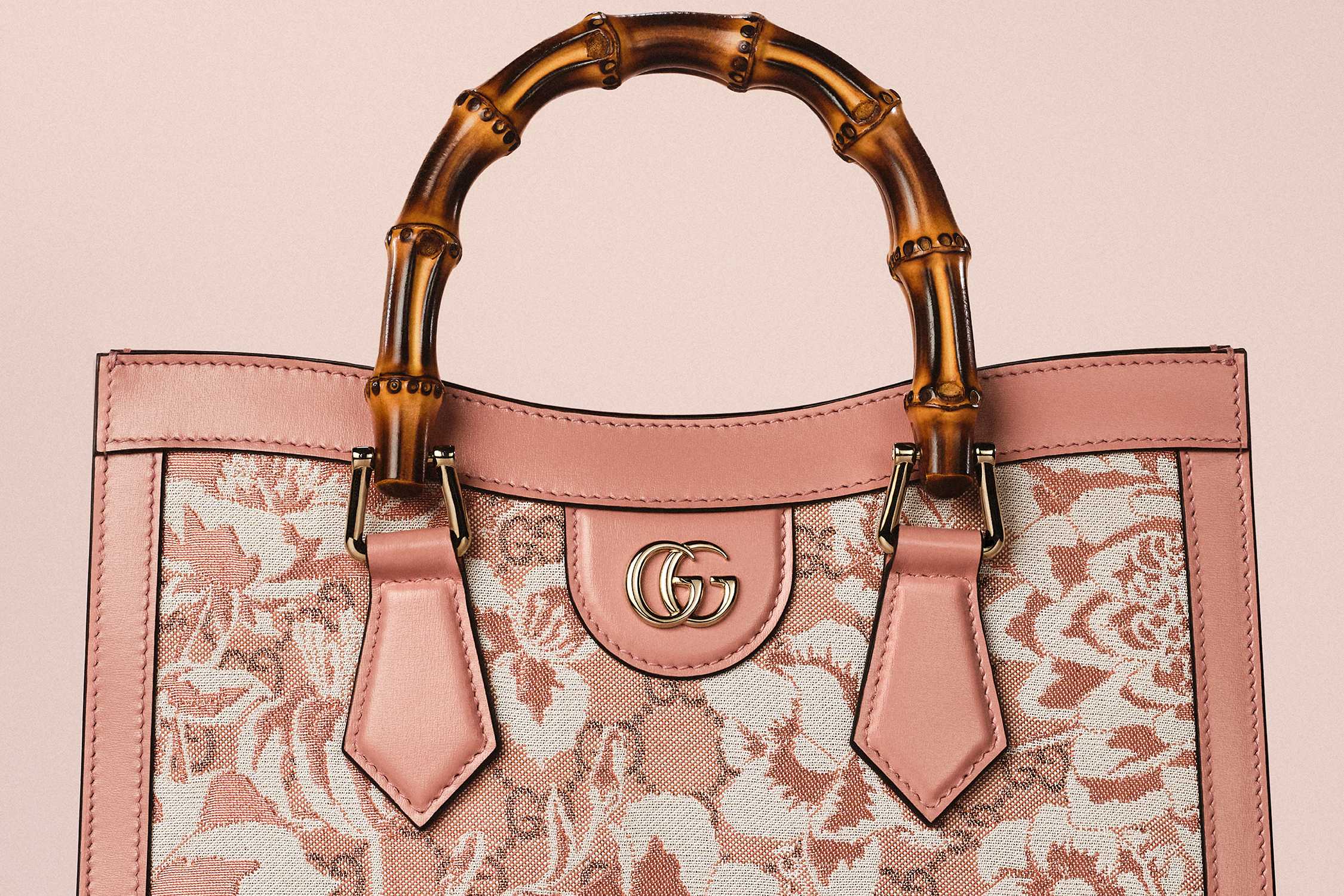 Pink Gucci bag bamboo handle