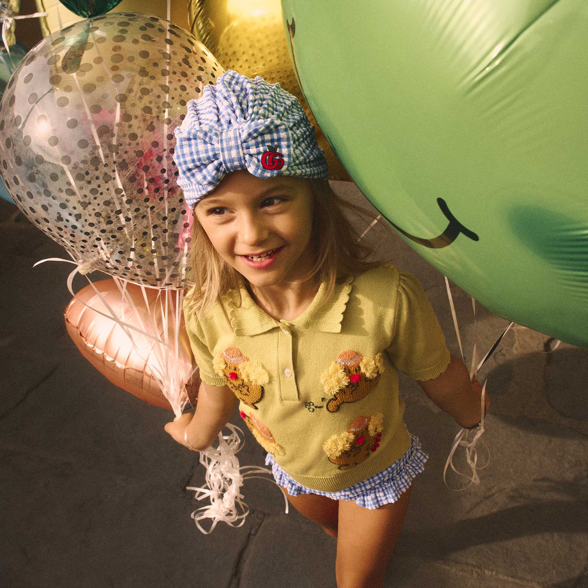 Blue Gucci cap with balloons