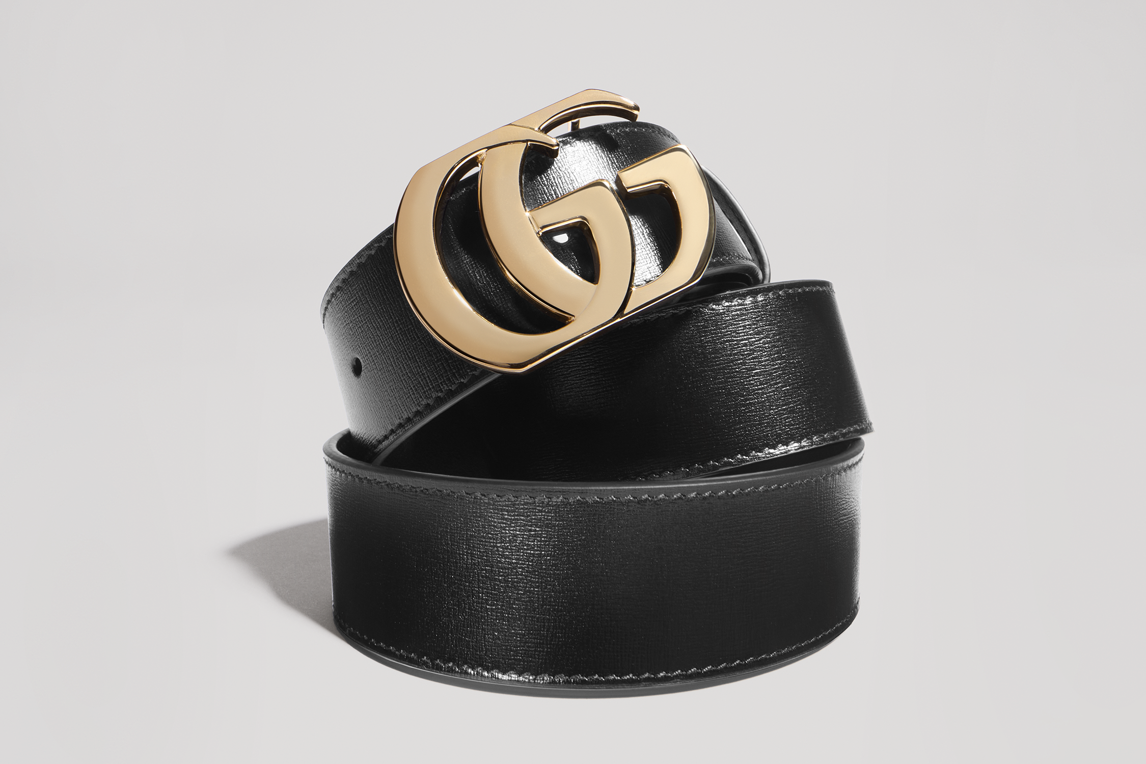 グッチ GUCCI レザーベルト バックルロゴ 黒 ブラック /GV □GY18