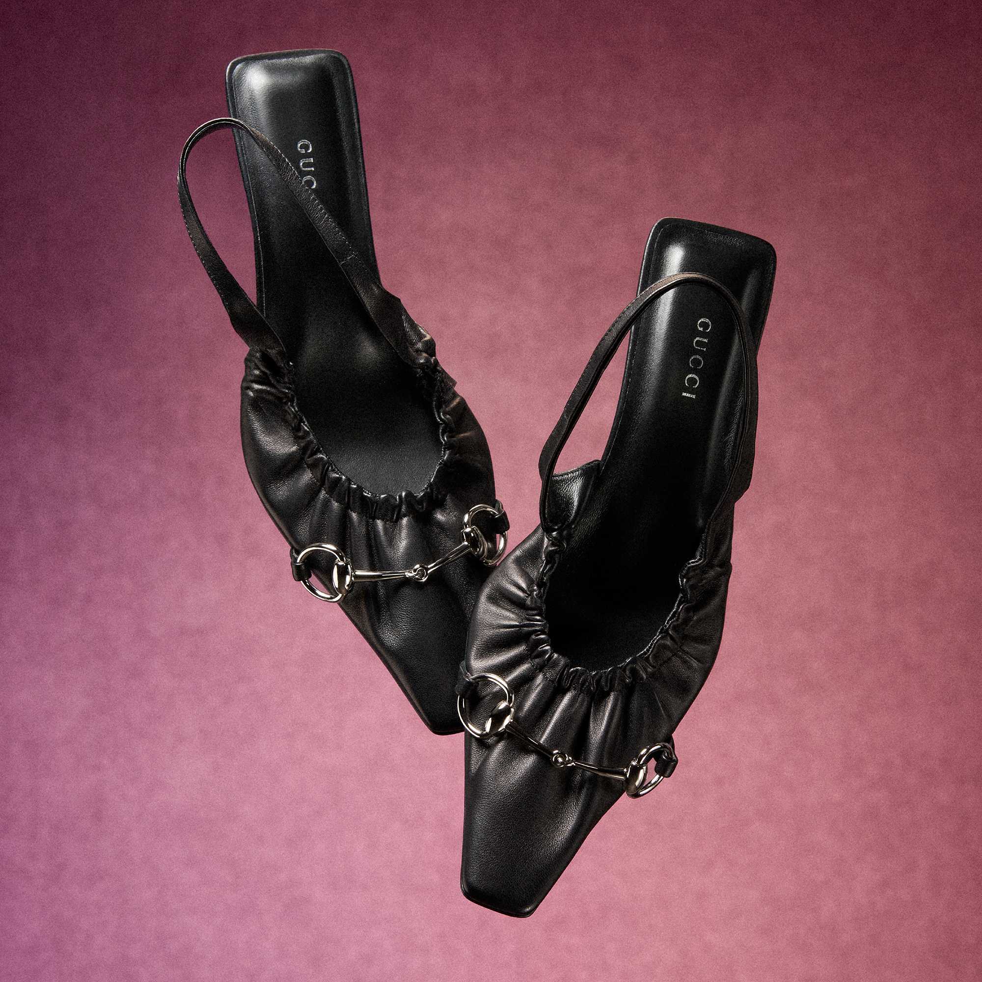 Black Gucci suede heeled shoes