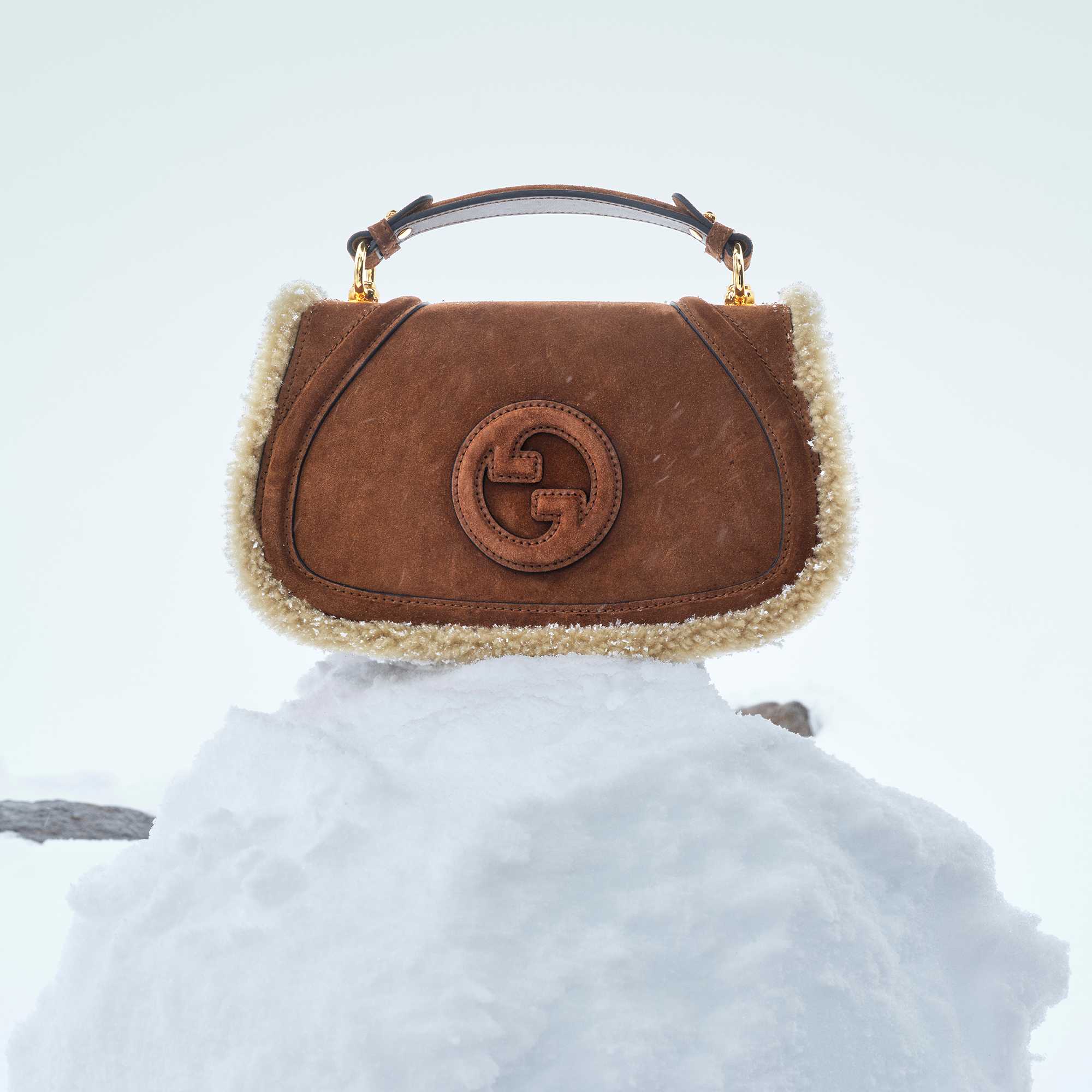 Gucci Blondie in brown suede with shearling trim