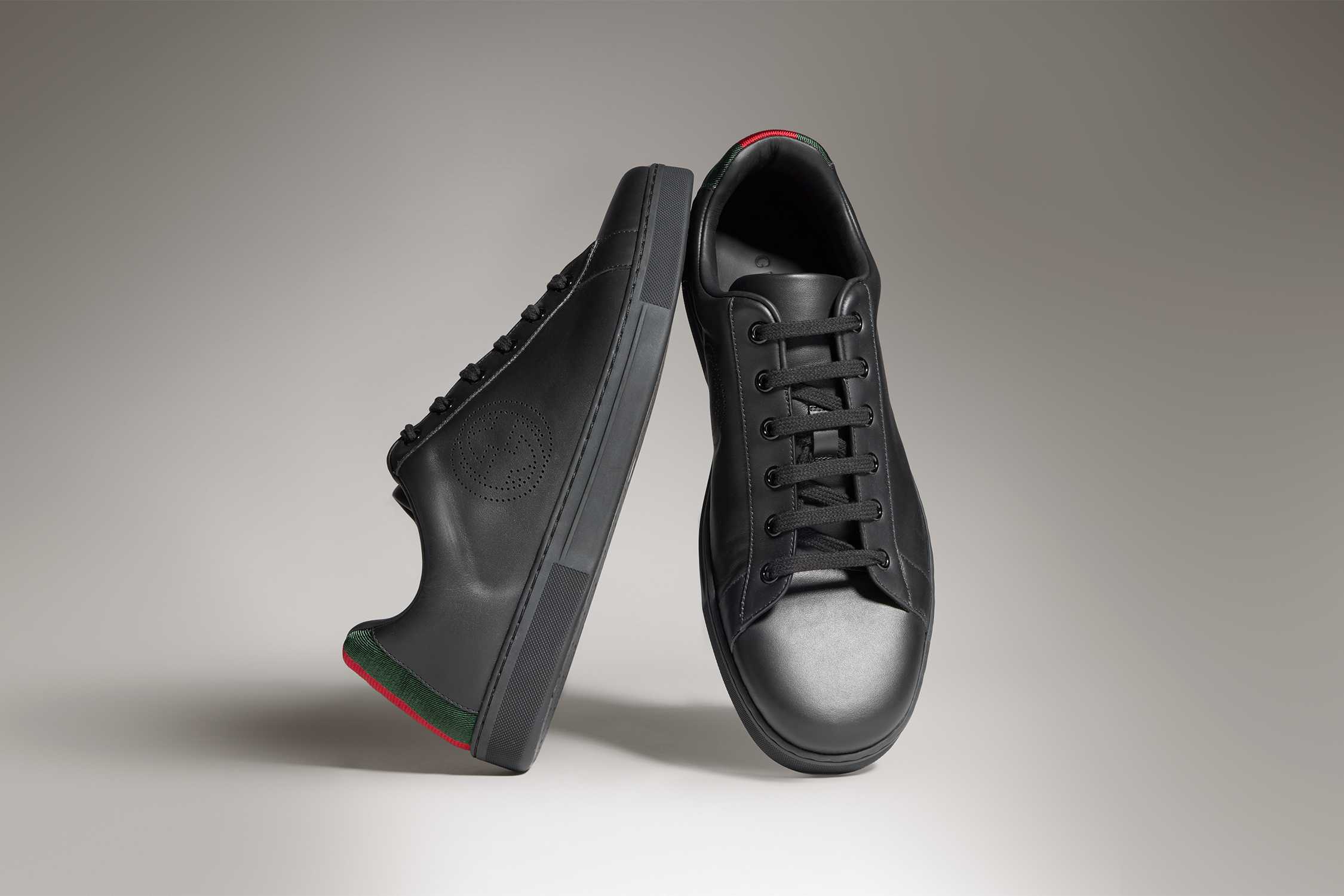 Black Gucci leather trainers pair