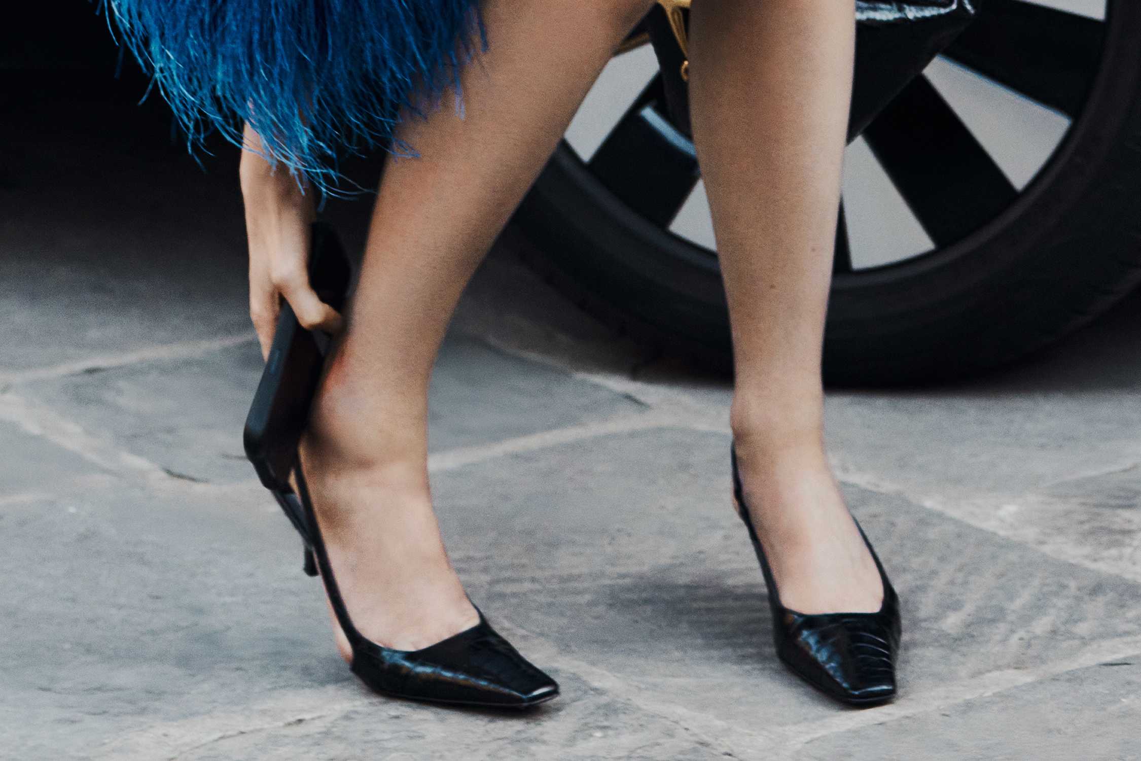 Gucci black leather stiletto heels