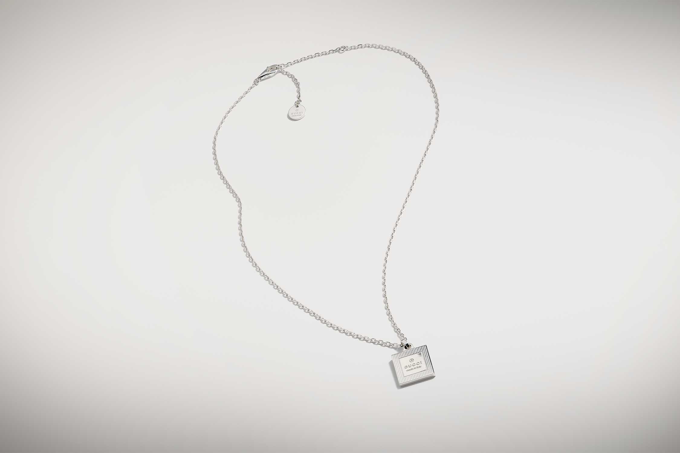 Silver Gucci square pendant necklace