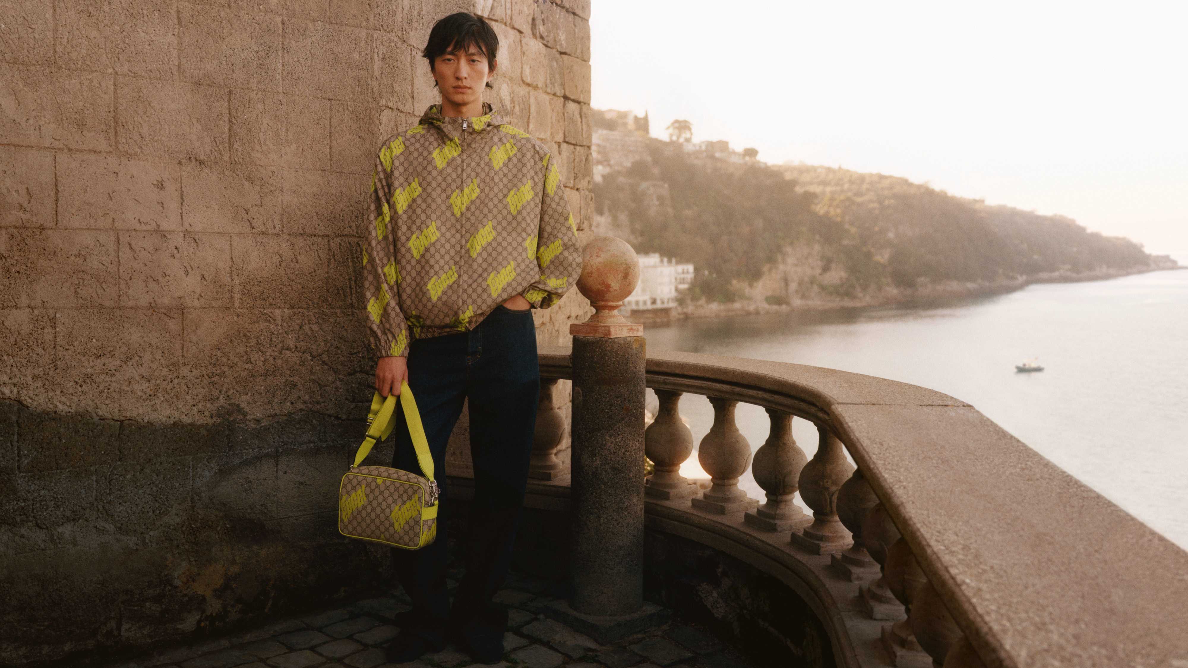 Yellow-brown Gucci monogram outfit
