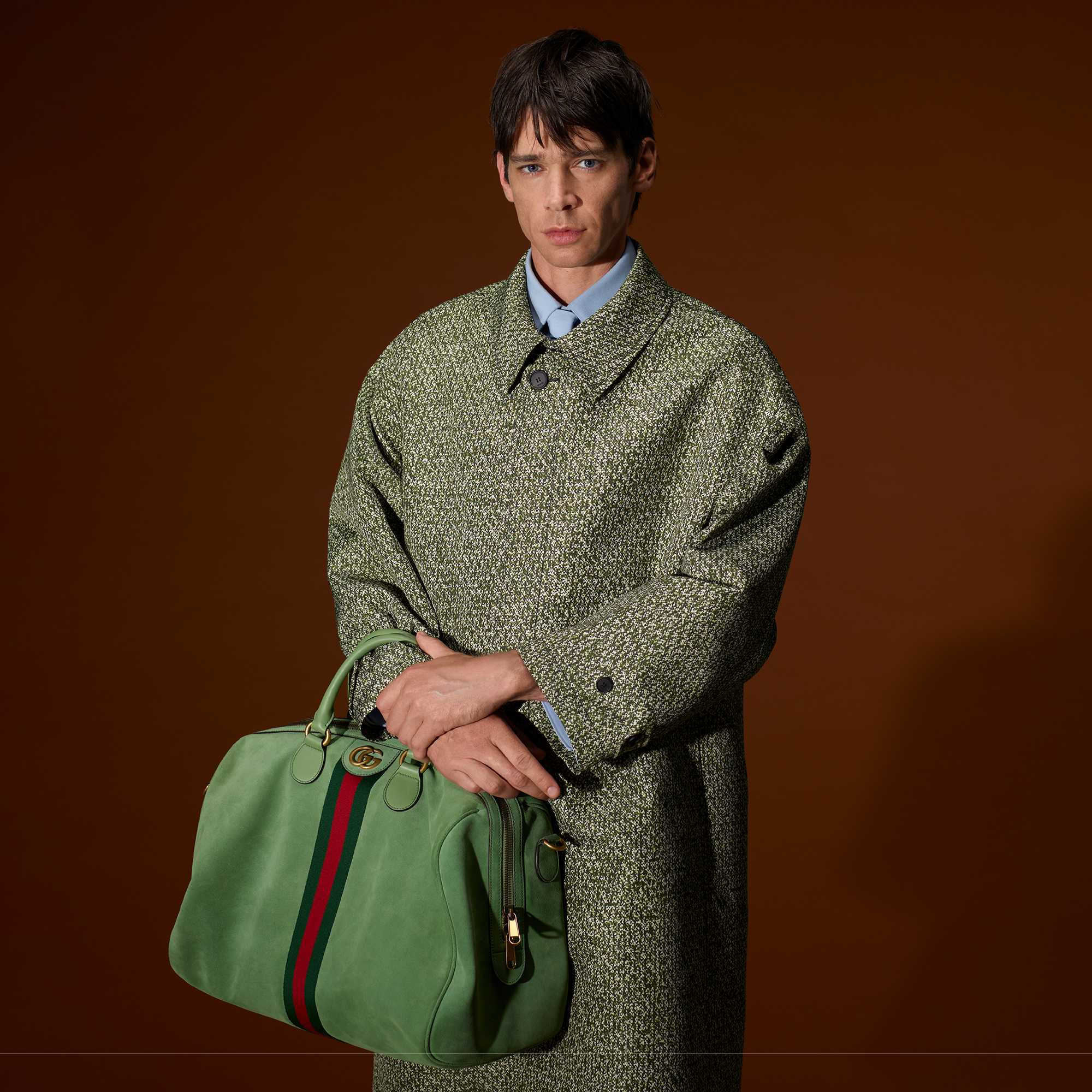 Green suede Gucci duffle