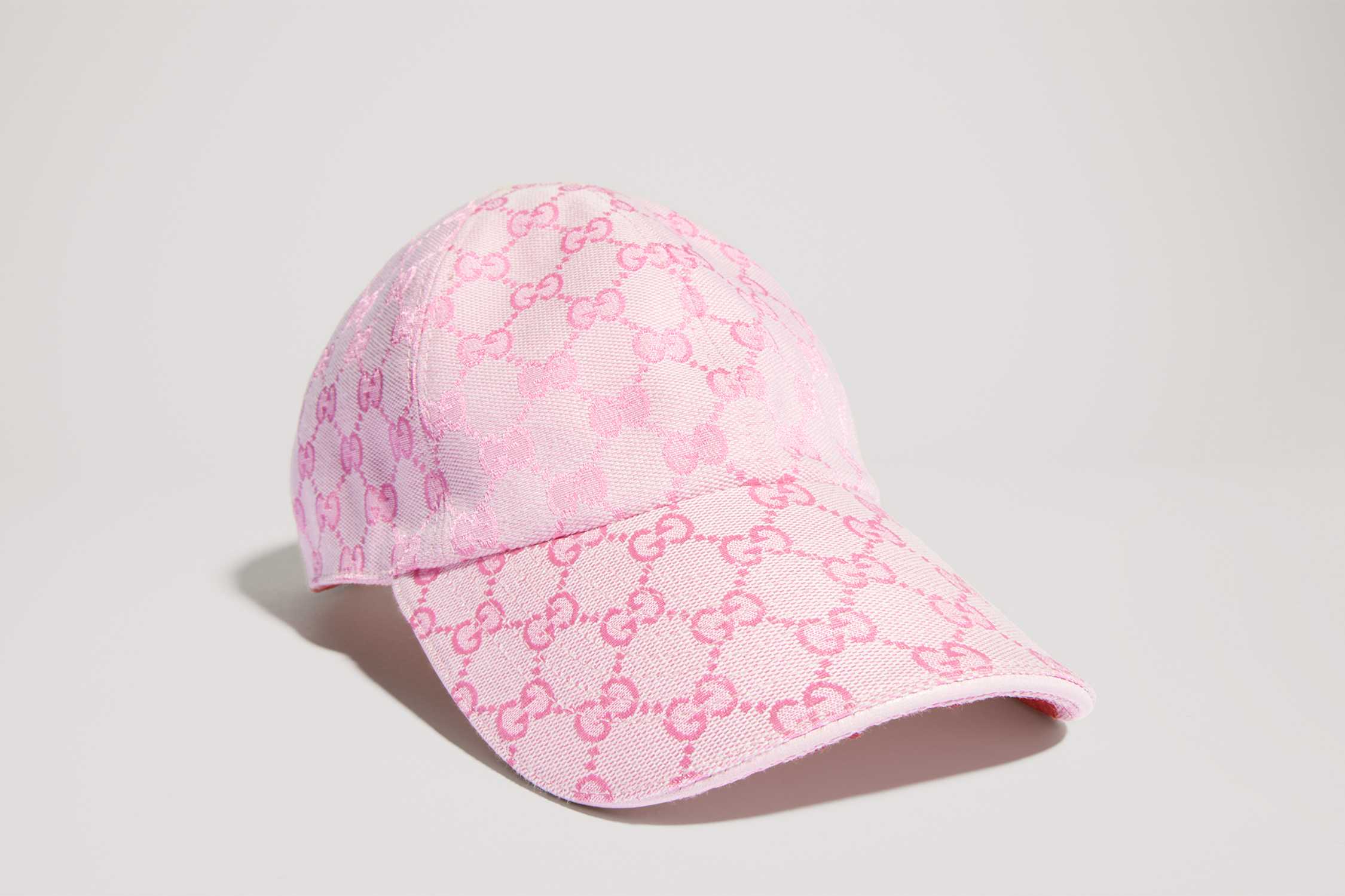 Pink Gucci monogram baseball cap