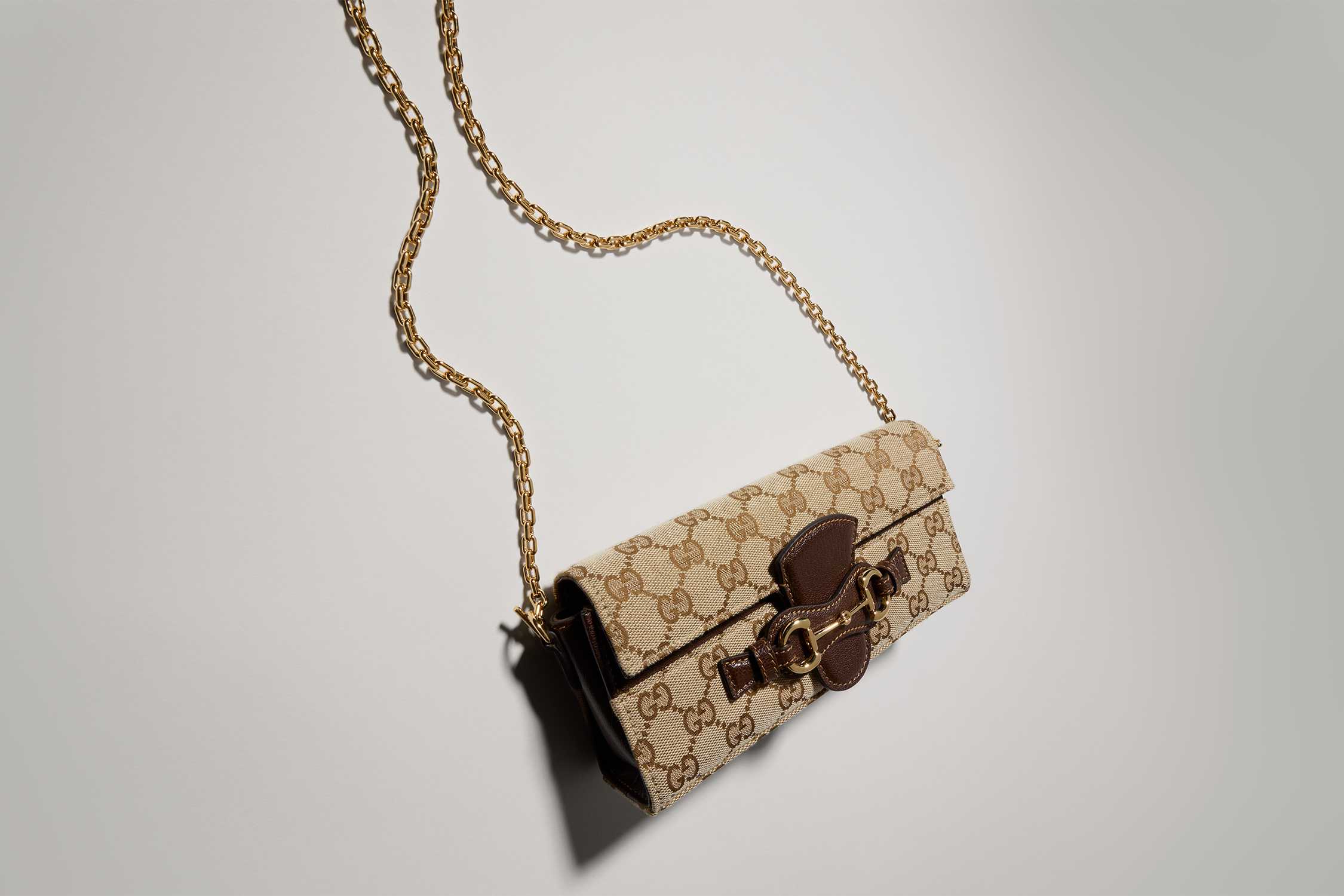Beige GG canvas chain bag