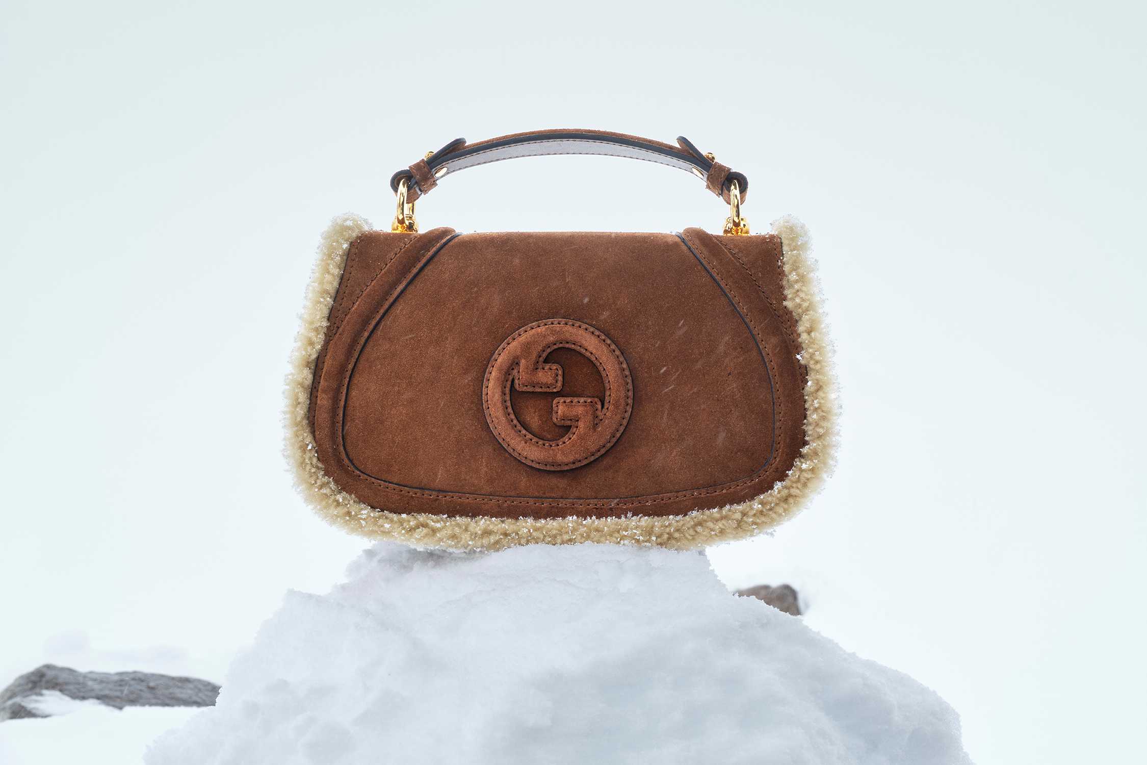 Brown Gucci handbag with shearling