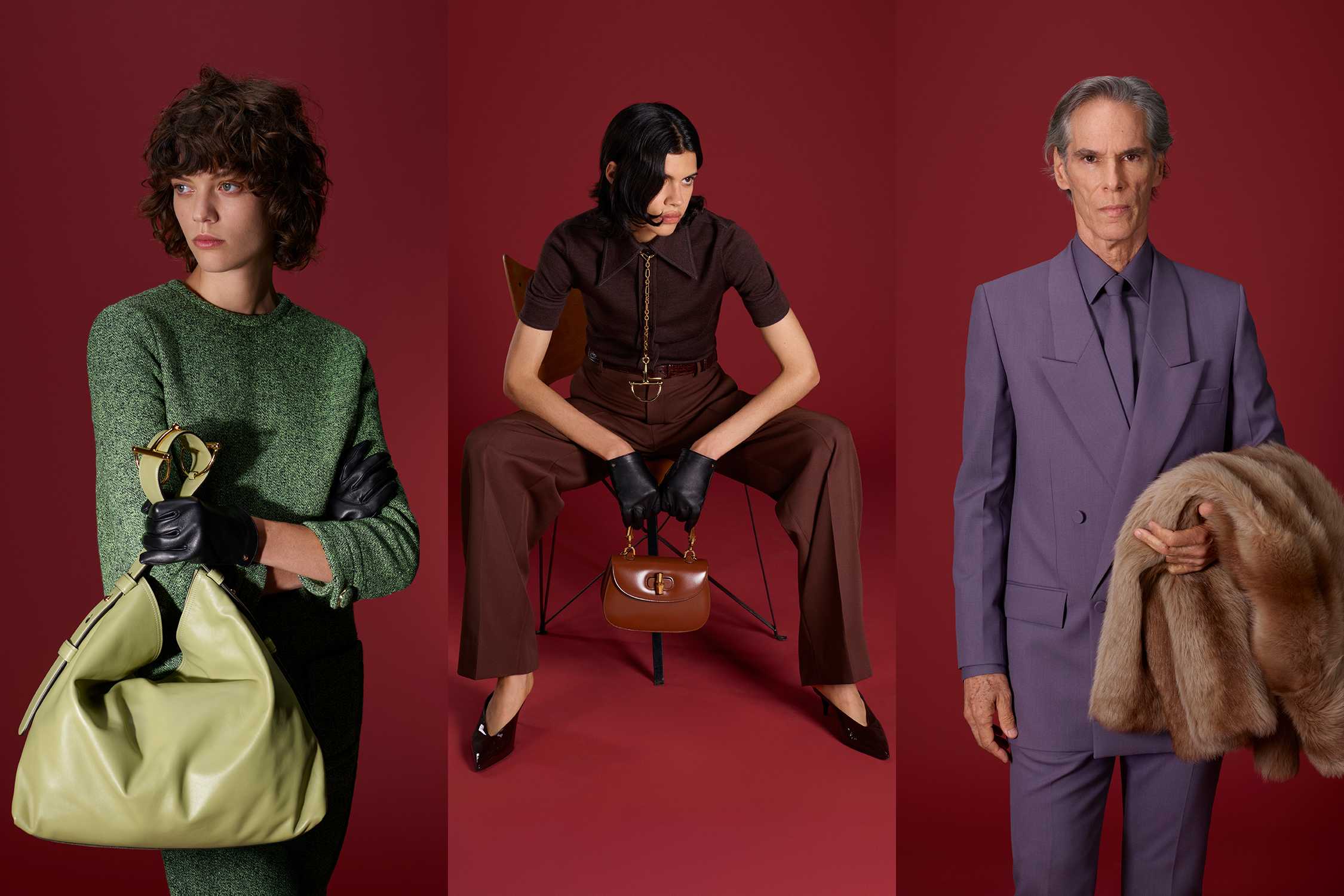 Gucci fashion against red background