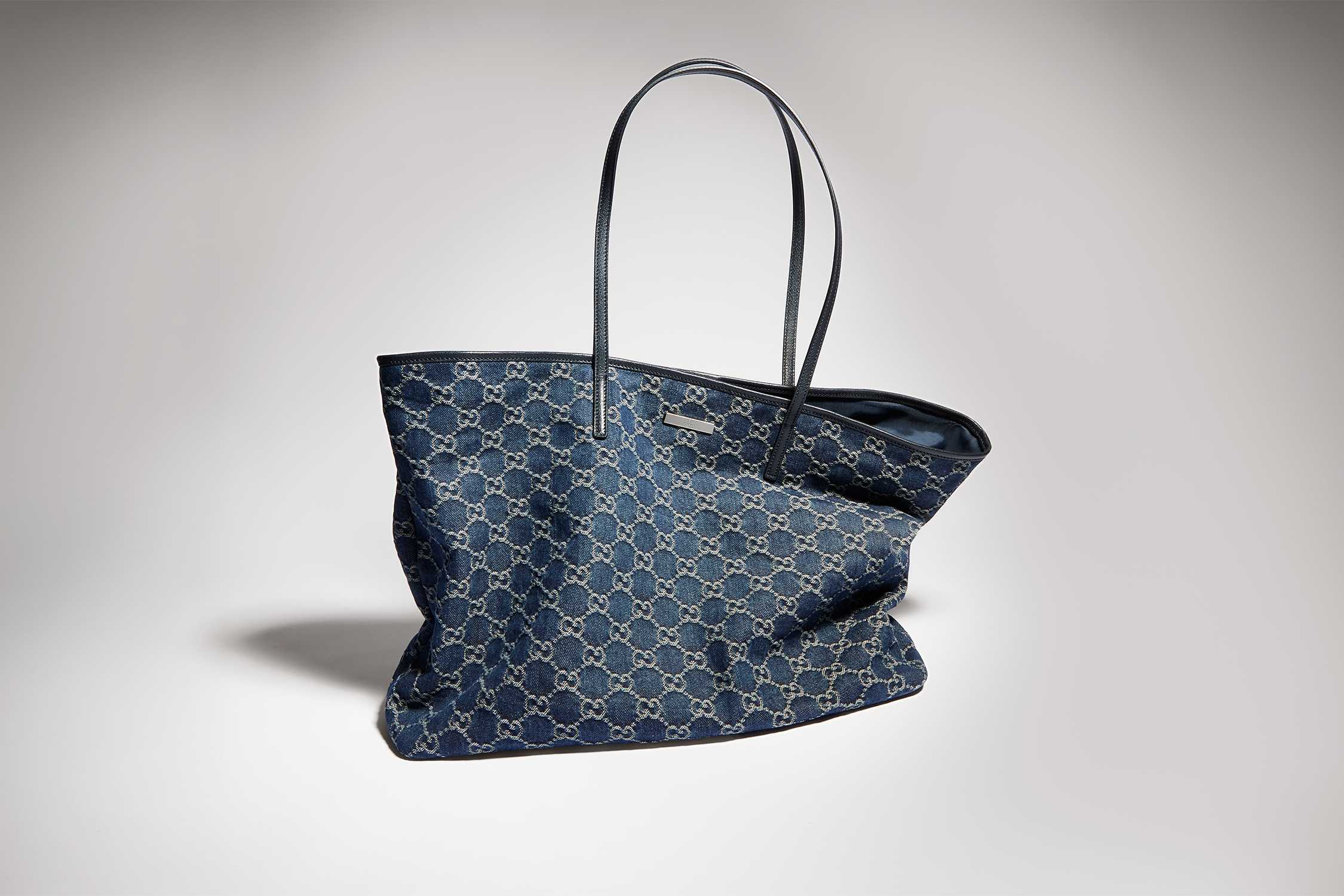 Blue Gucci monogram tote bag